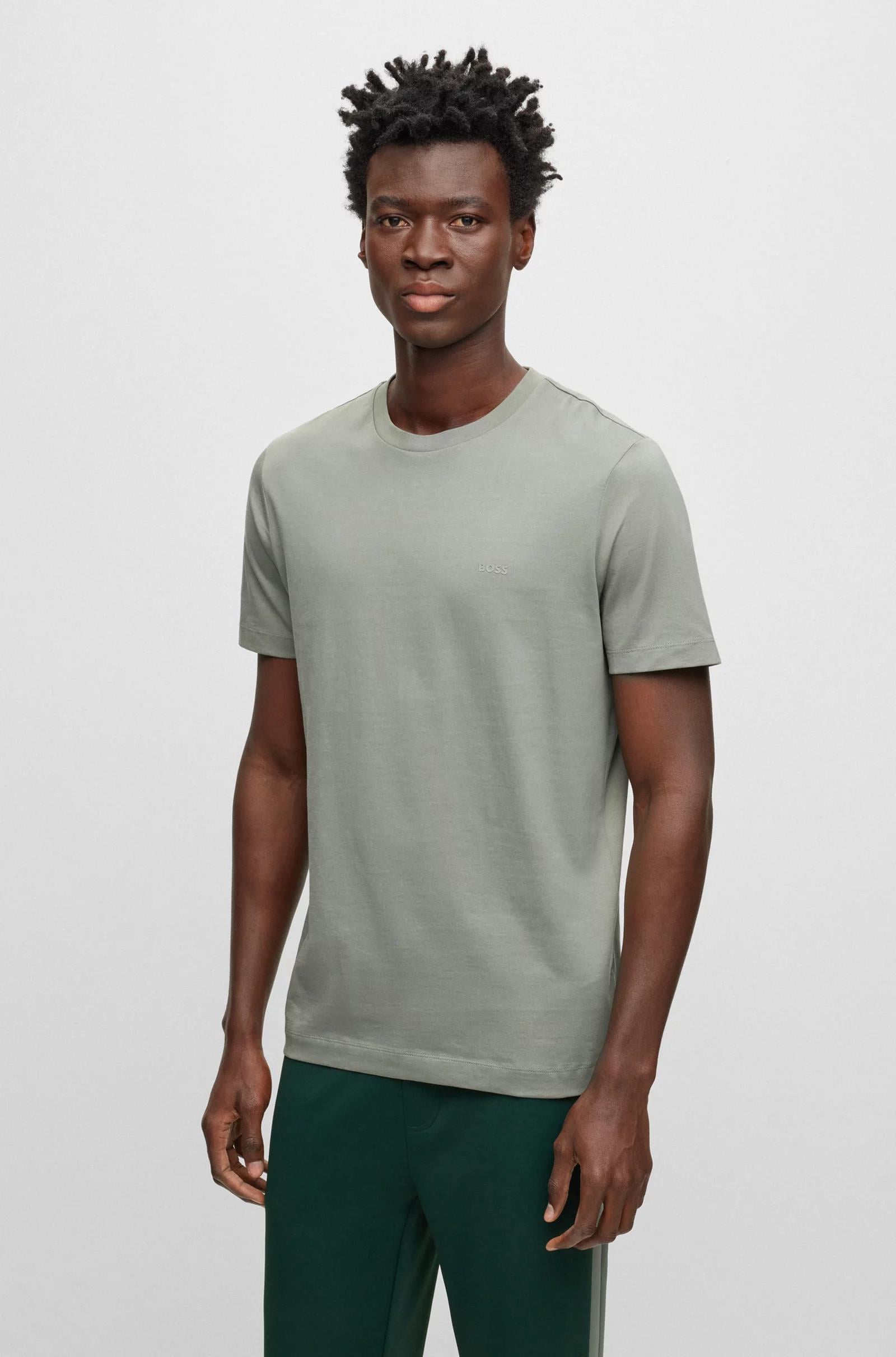 BOSS BOSS Erkek regular fit Kısa Kollu Düz Bisiklet Yaka Yeşil T-Shirt 50468347-343