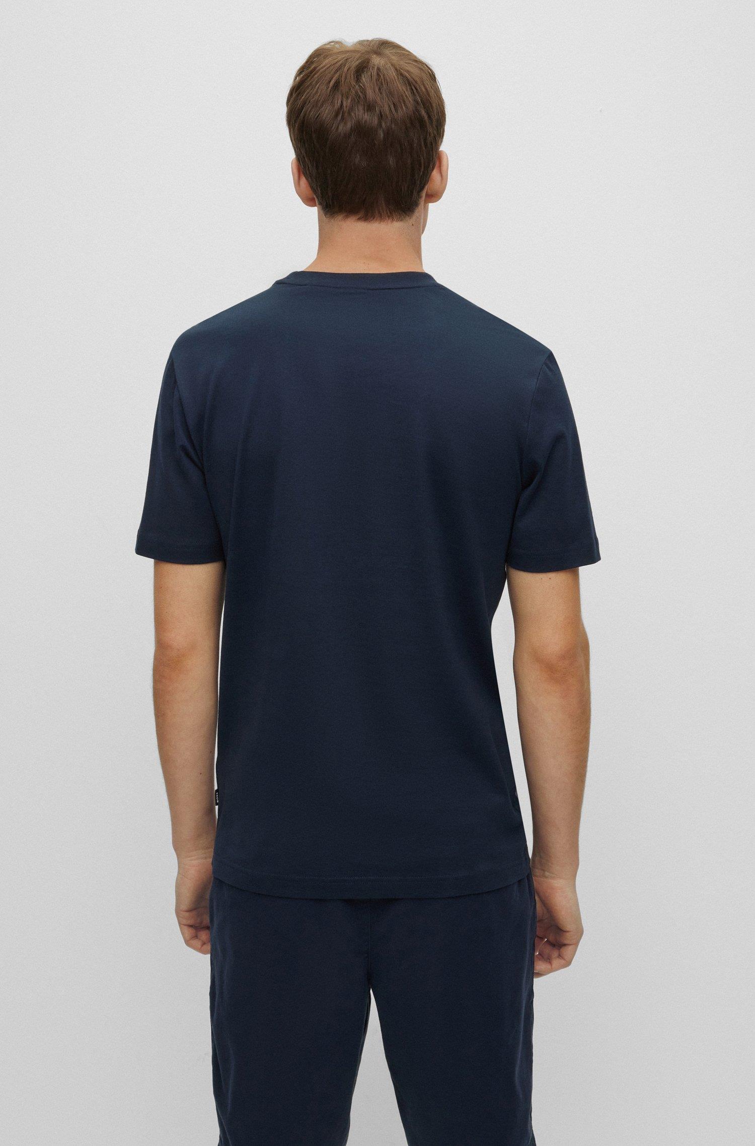 BOSS BOSS Erkek regular fit Kısa Kollu Düz Bisiklet Yaka Lacivert T-Shirt 50486211-404