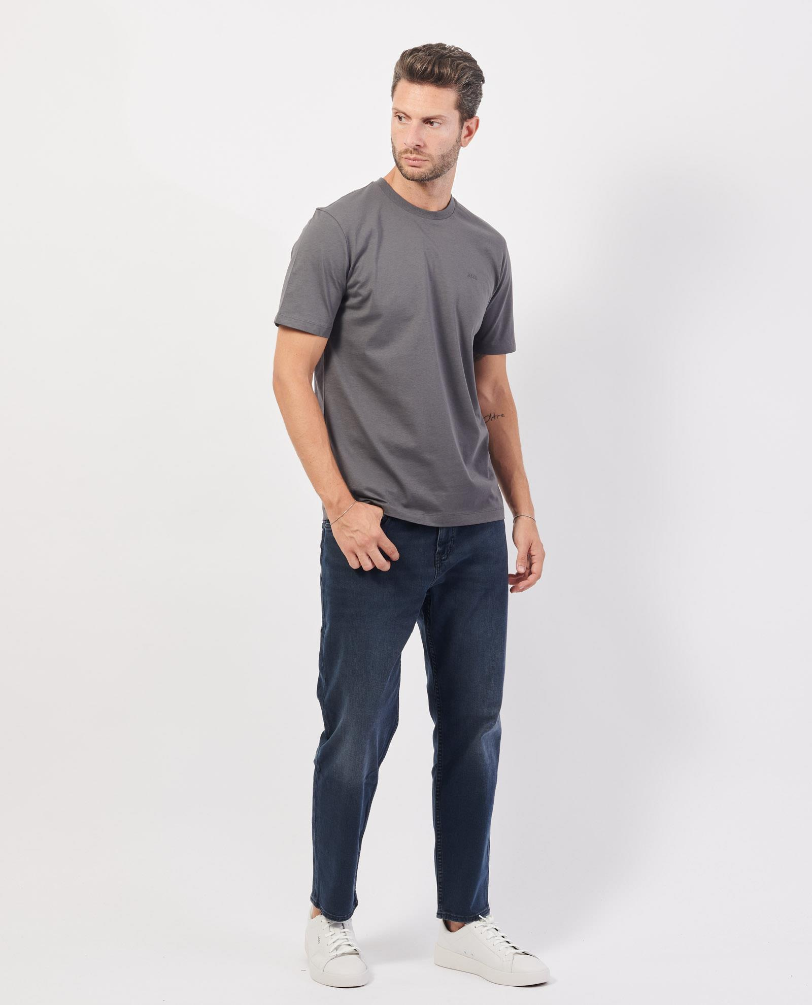BOSS BOSS Erkek regular fit Kısa Kollu Düz Bisiklet Yaka Gri T-Shirt 50468347-032