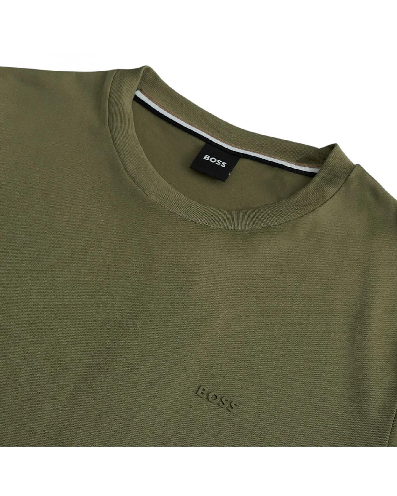 BOSS BOSS Erkek regular fit Kısa Kollu Düz Bisiklet Yaka Haki T-Shirt 50468347-311