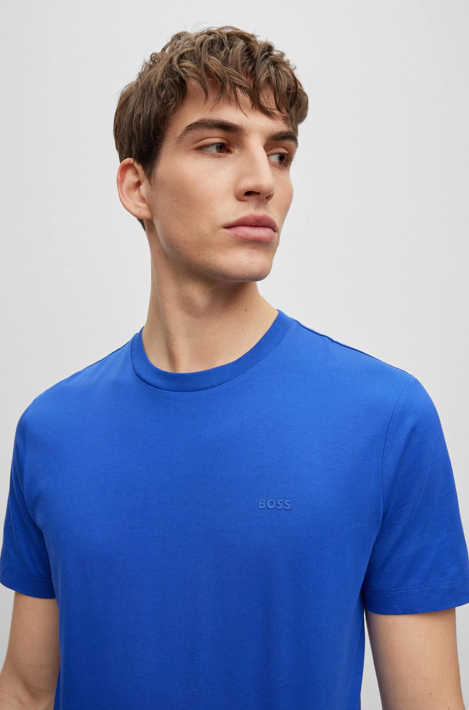 BOSS BOSS Erkek regular fit Kısa Kollu Düz Bisiklet Yaka Mavi1 T-Shirt 50468347-433