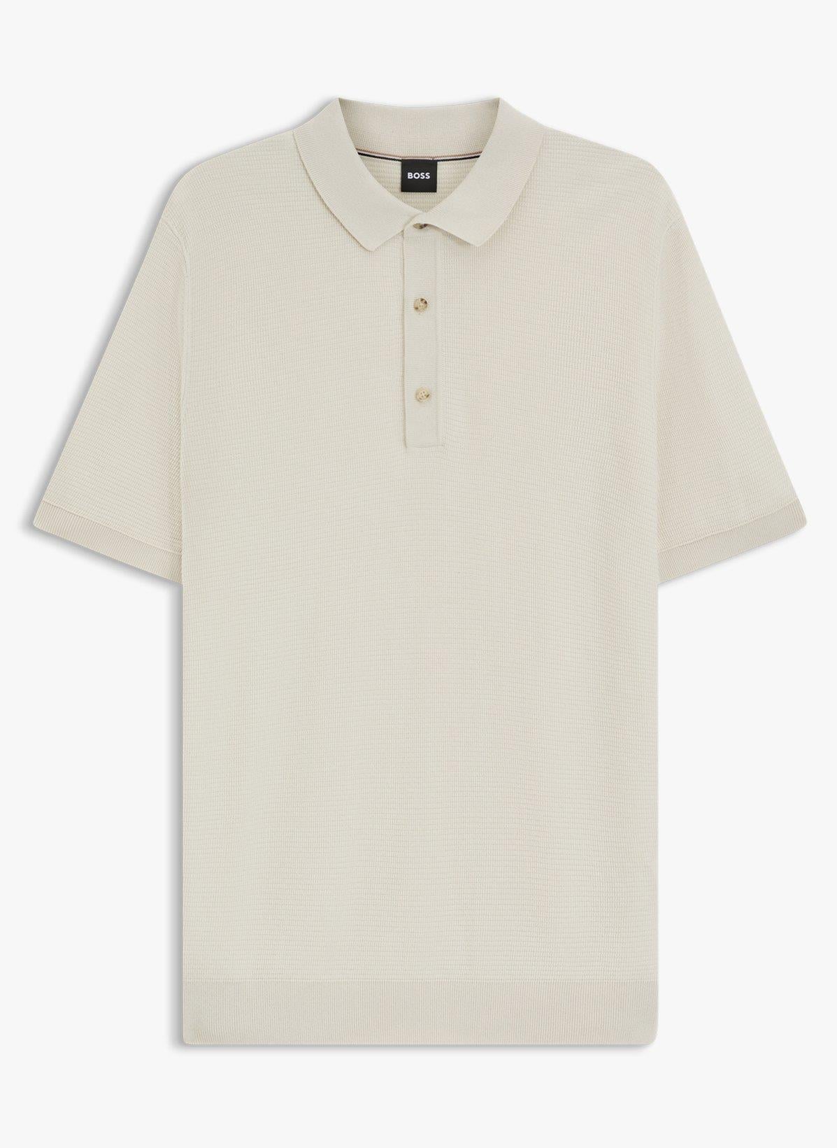 BOSS BOSS Erkek Regular Fit Kısa Kollu Pamuk Karışımlı Örme Bej T-Shirt 50543148-131