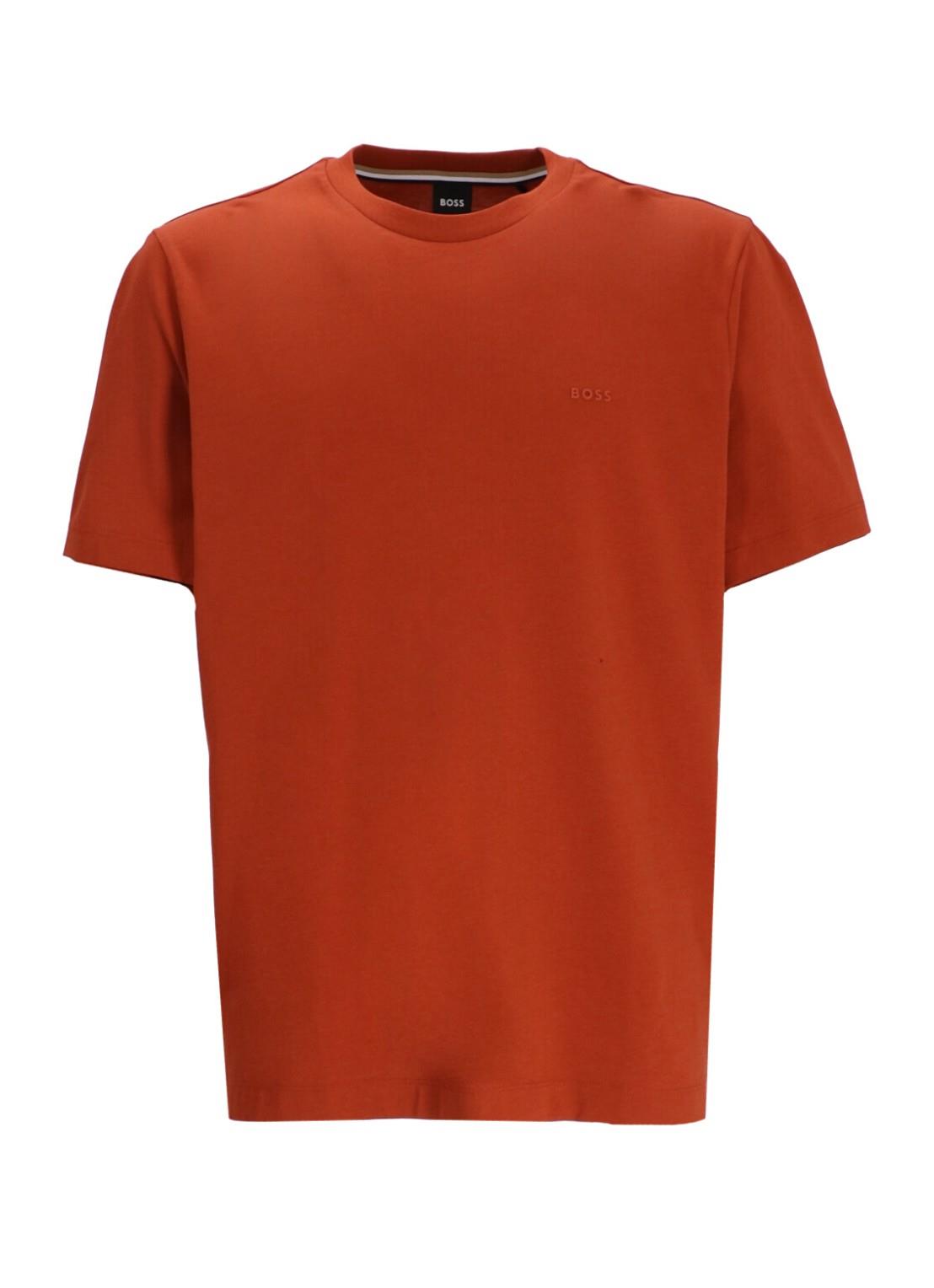 BOSS BOSS Erkek regular fit Kısa Kollu Düz Bisiklet Yaka Koyu Kırmızı T-Shirt 50468347-806