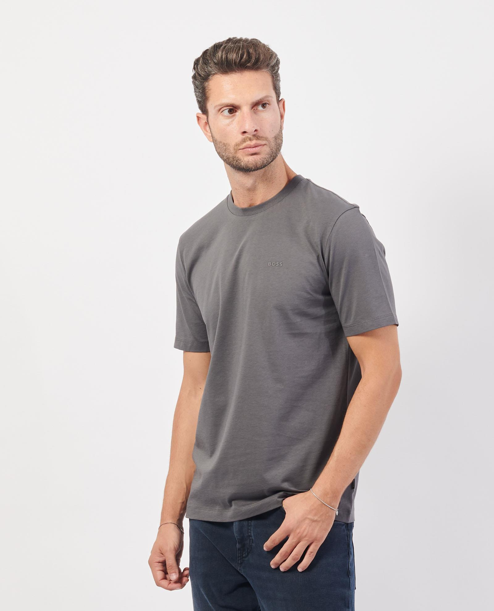 BOSS BOSS Erkek regular fit Kısa Kollu Düz Bisiklet Yaka Gri T-Shirt 50468347-032