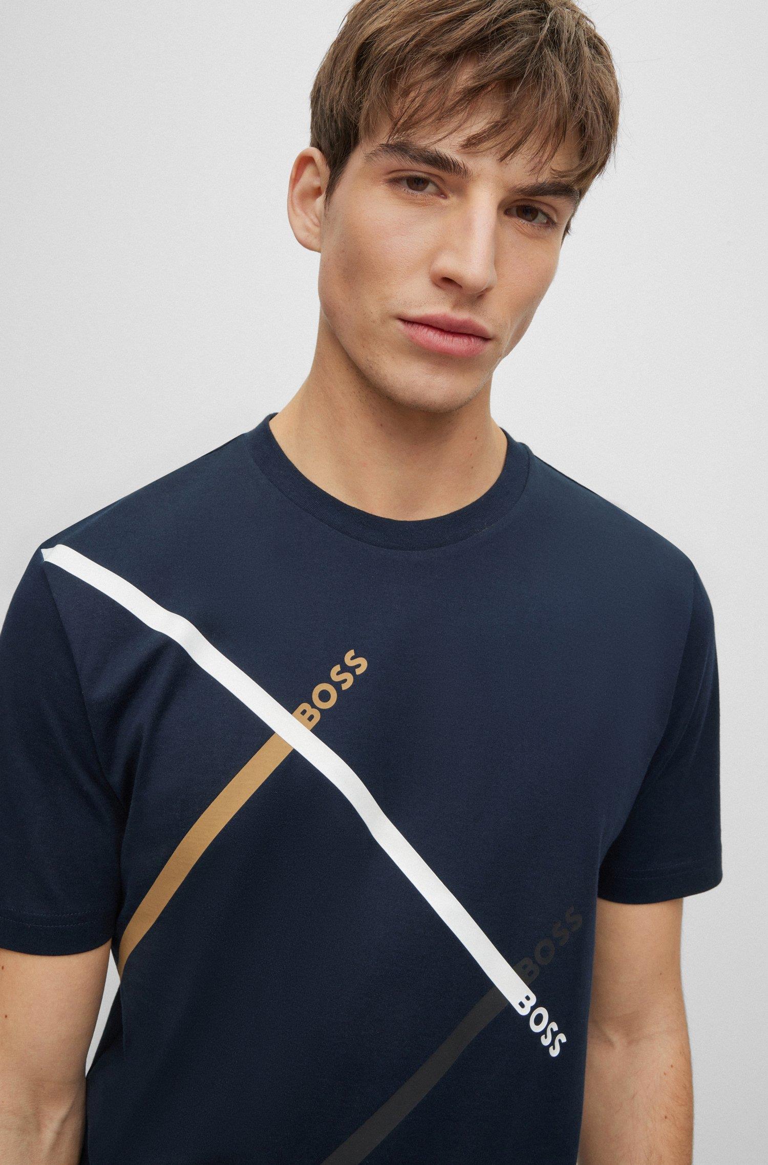 BOSS BOSS Erkek regular fit Kısa Kollu Düz Bisiklet Yaka Lacivert T-Shirt 50486211-404
