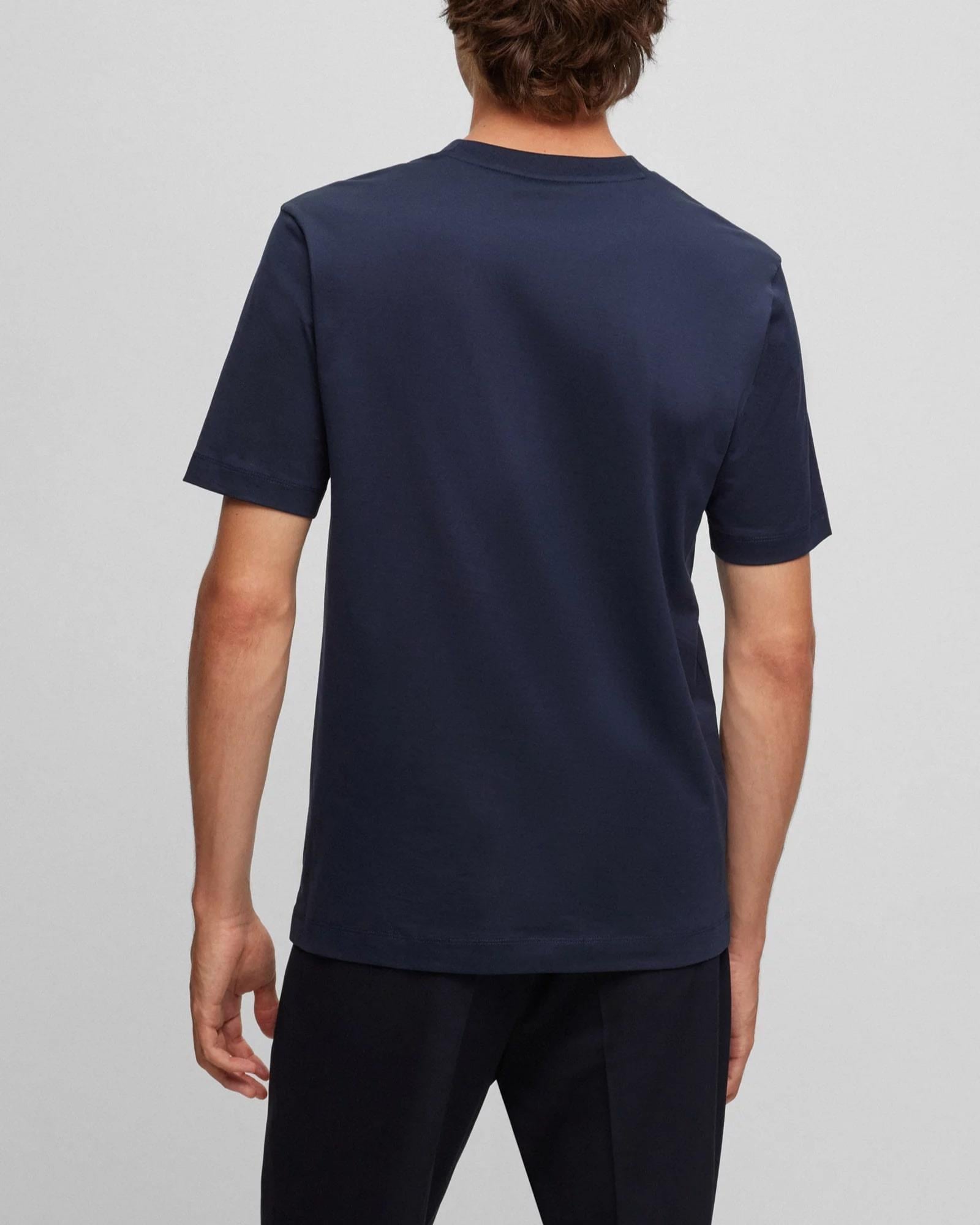 BOSS BOSS Erkek regular fit Kısa Kollu Düz Bisiklet Yaka Lacivert T-Shirt 50468347-404