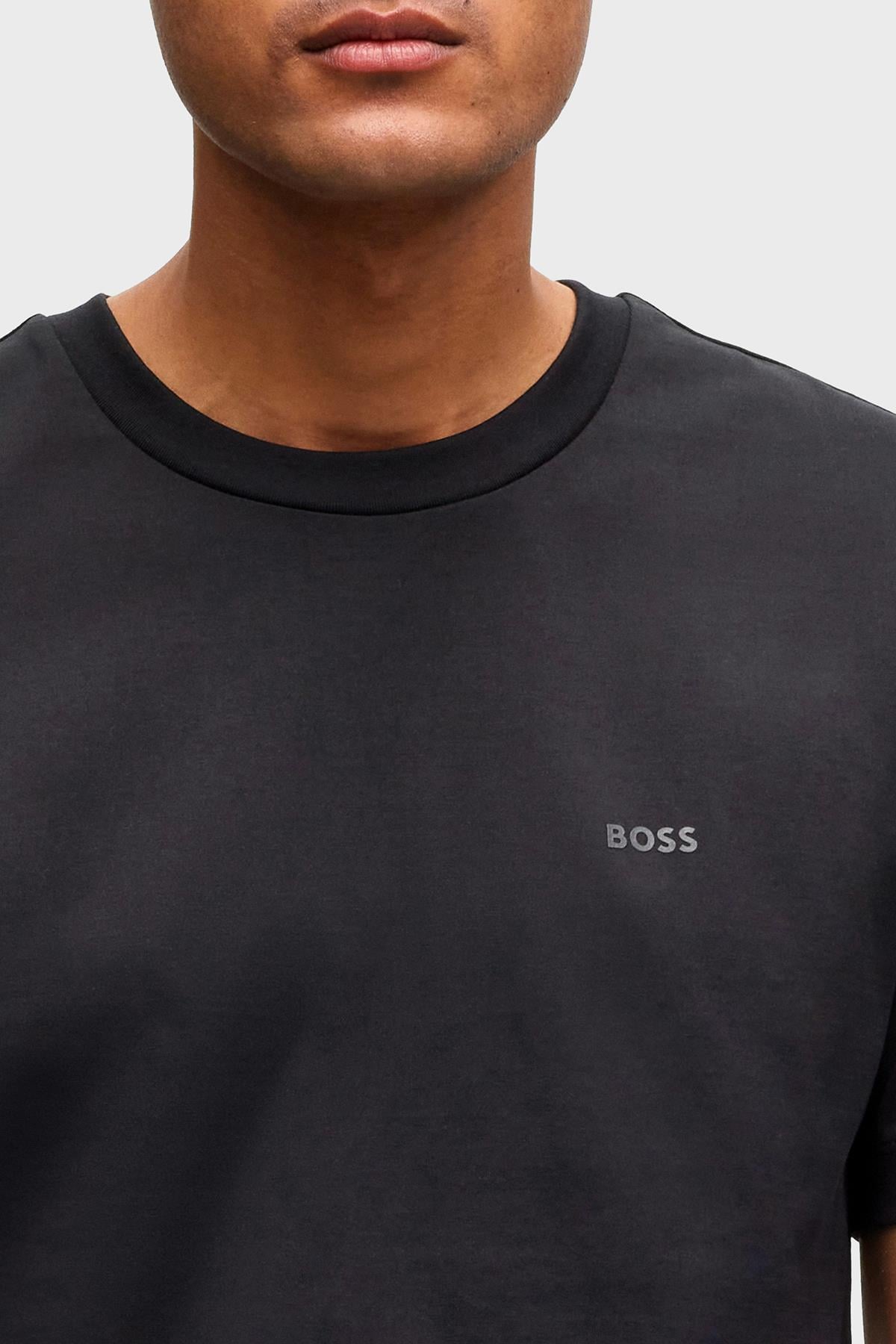 BOSS BOSS Erkek regular fit Kısa Kollu Düz Bisiklet Yaka Siyah T-Shirt 50468347-001