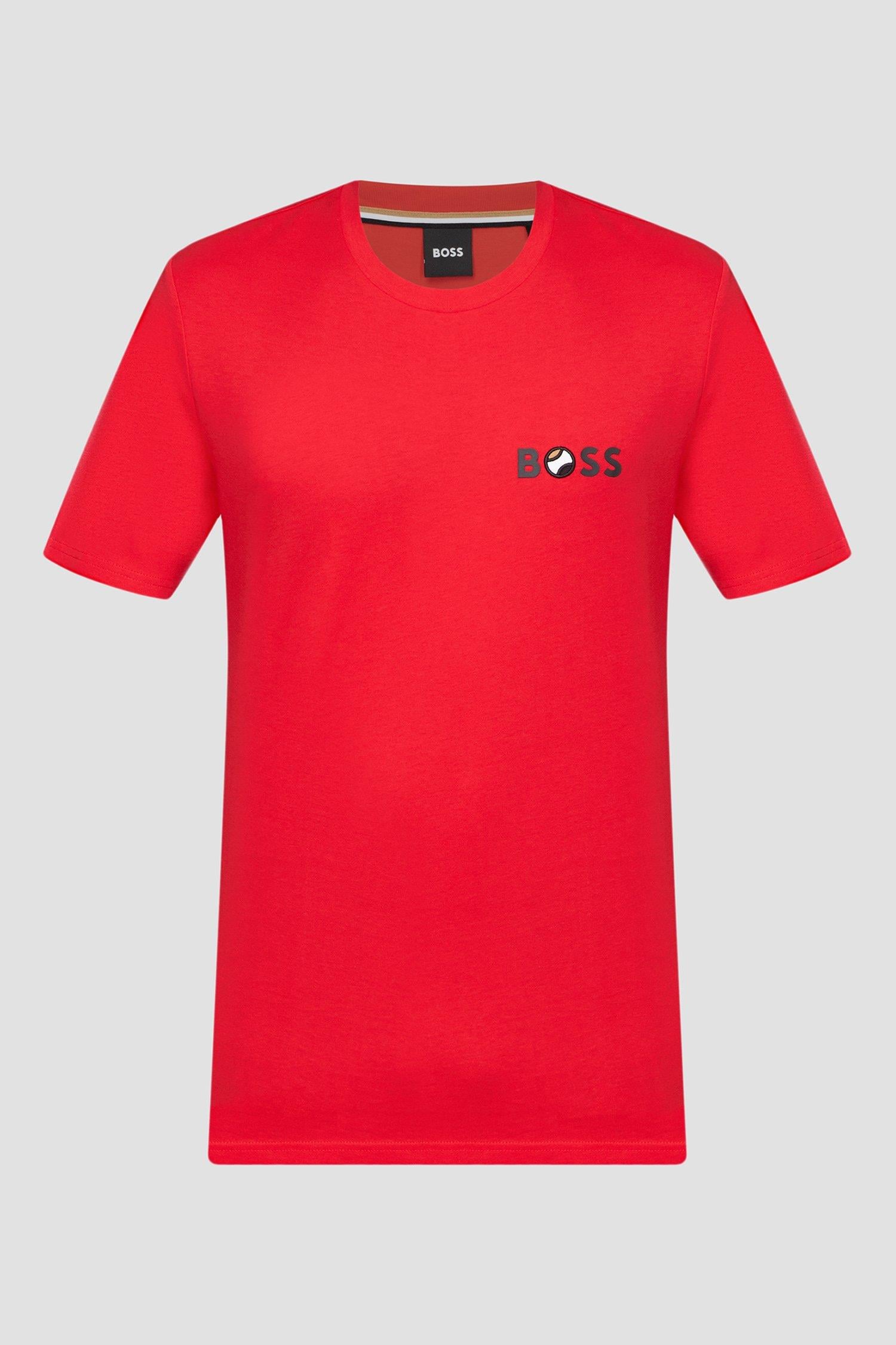 BOSS BOSS Erkek regular fit Kısa Kollu Düz Bisiklet Yaka Kırmızı T-Shirt 50489420-628