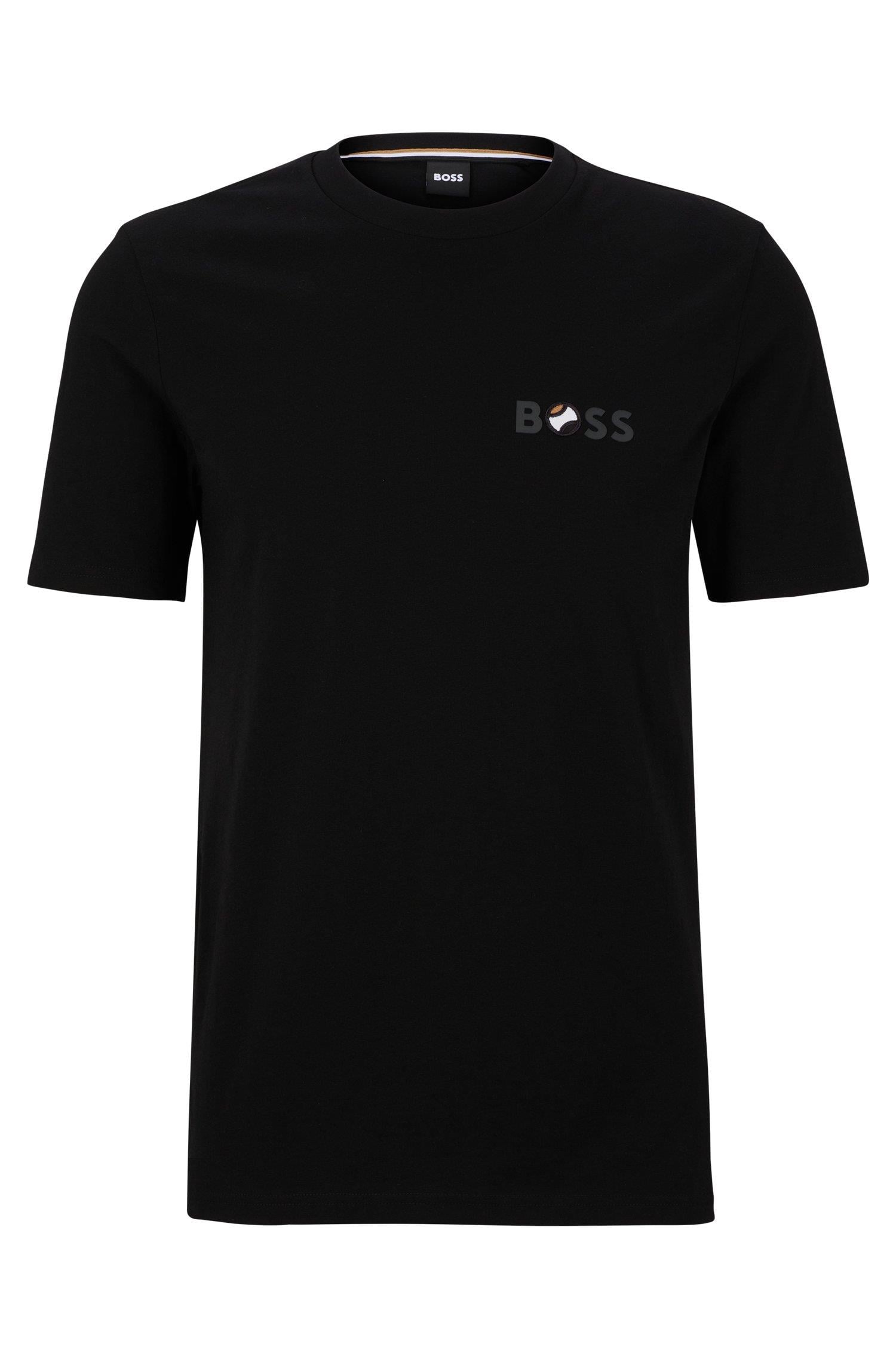 BOSS BOSS Erkek regular fit Kısa Kollu Düz Bisiklet Yaka Siyah T-Shirt 50489420-001