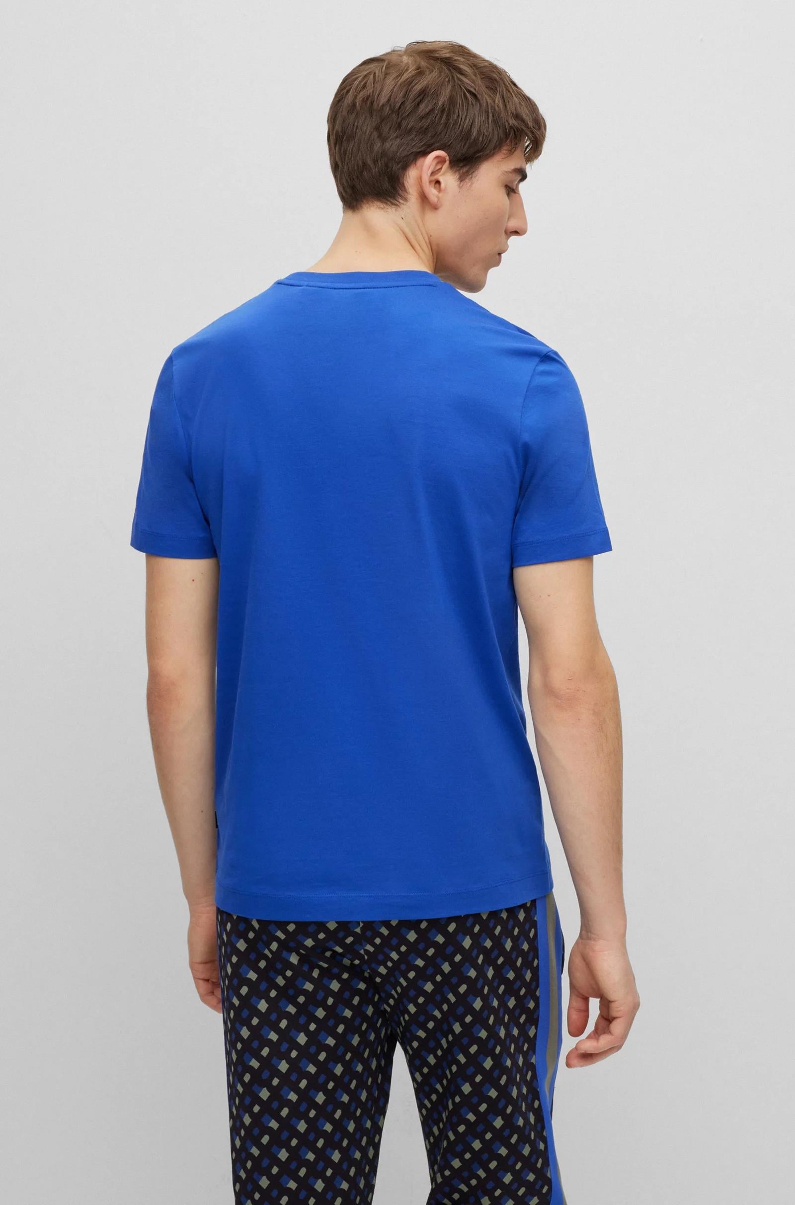 BOSS BOSS Erkek regular fit Kısa Kollu Düz Bisiklet Yaka Mavi1 T-Shirt 50468347-433