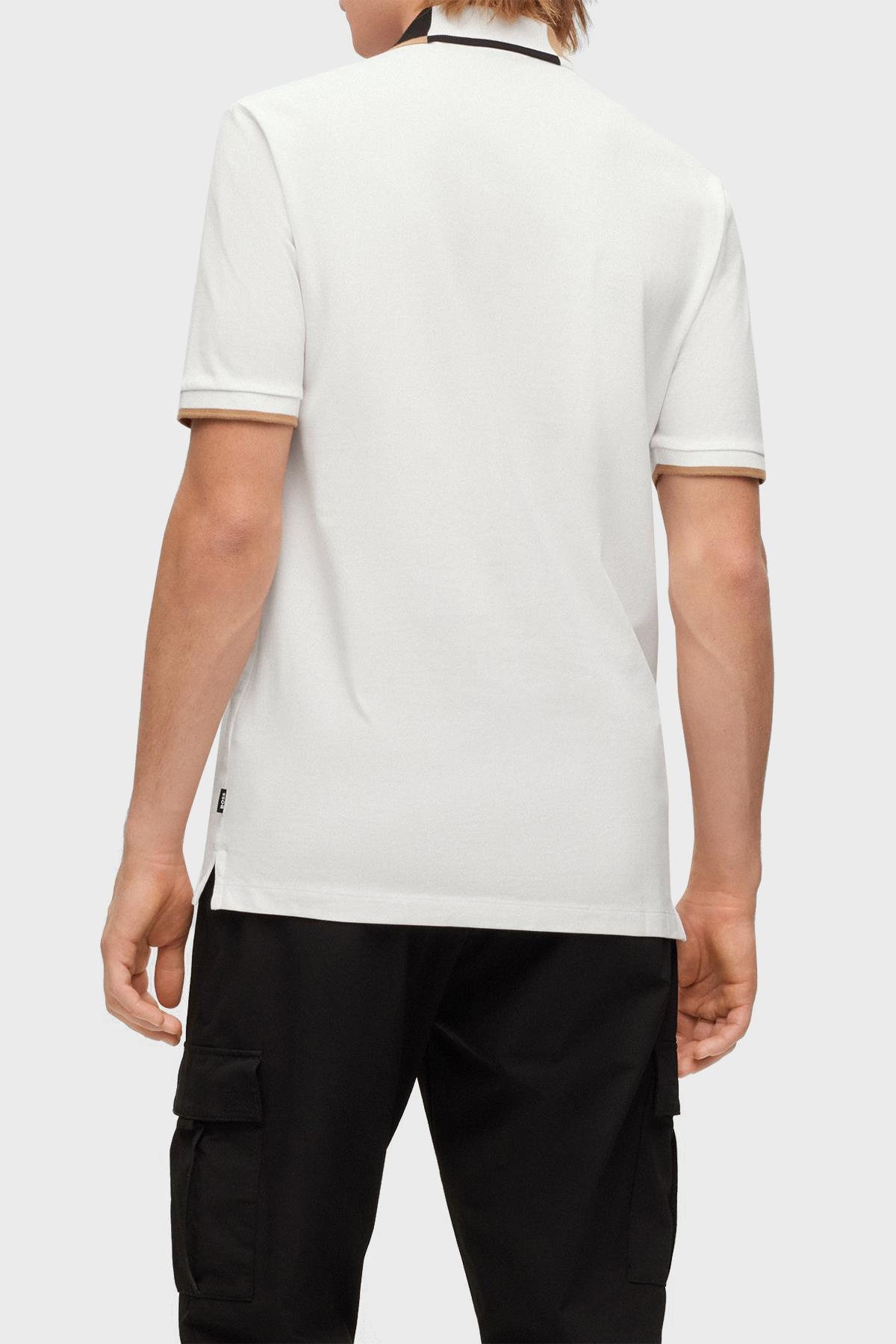 BOSS BOSS Erkek regular fit Kısa Kollu logolu polo Yaka Beyaz Polo Yaka T-Shirt 50488275-100