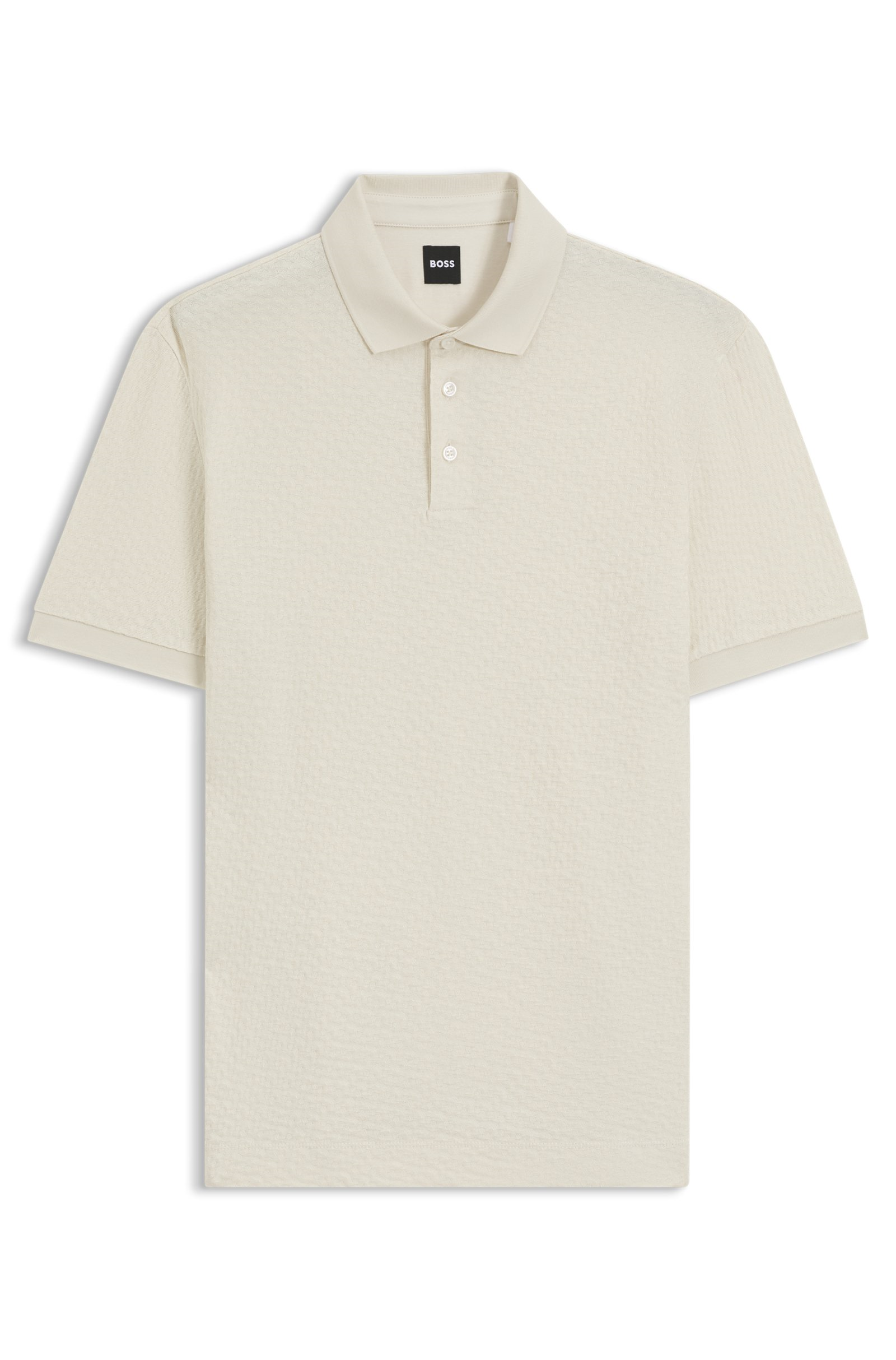 BOSS  BOSS Erkek Regular Fit Monogram Logolu %100 Pamuklu Kısa Kollu Ekru Polo Yaka T-Shirt 50557403-131