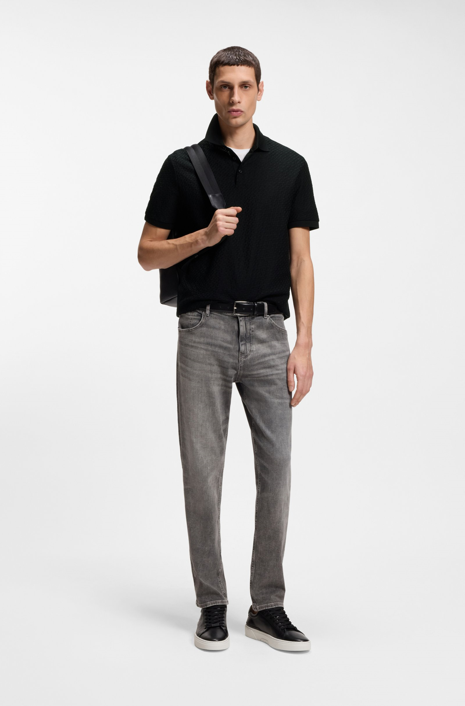 BOSS  BOSS Erkek Regular Fit Monogram Logolu %100 Pamuklu Kısa Kollu Siyah Polo Yaka T-Shirt 50557403-001