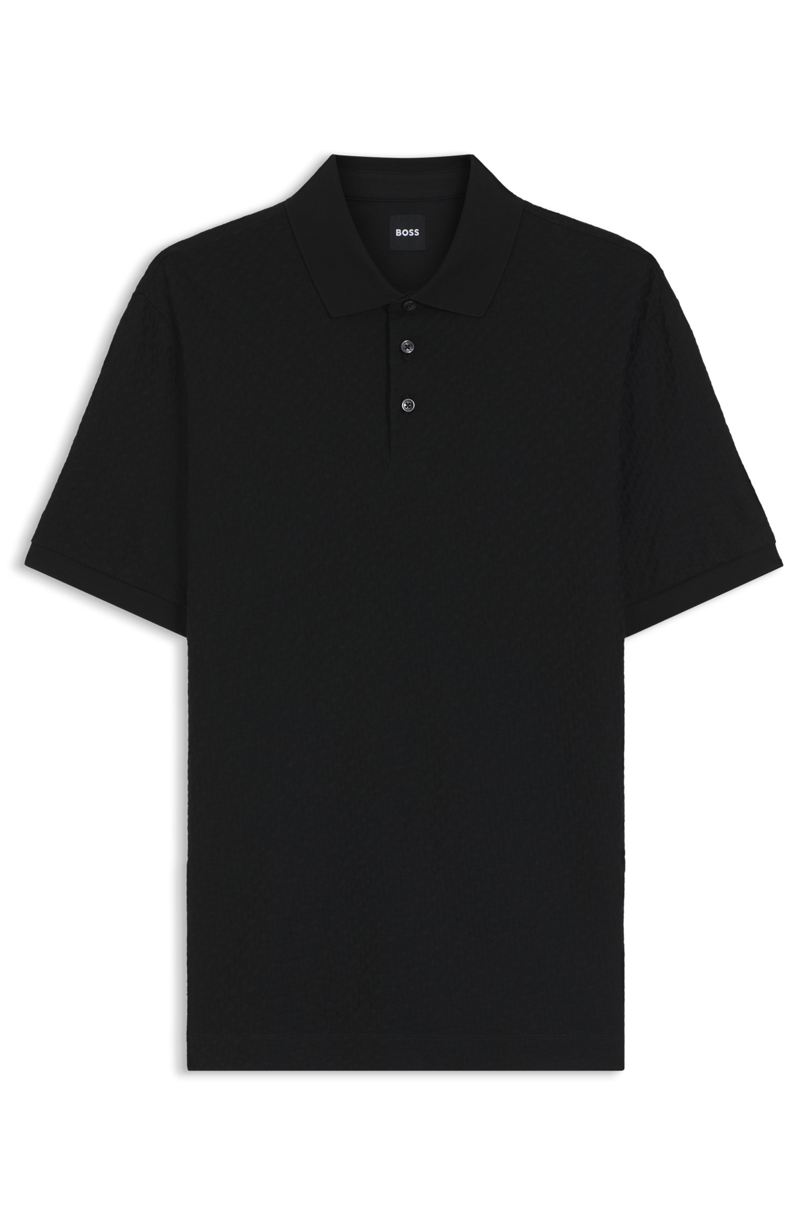 BOSS  BOSS Erkek Regular Fit Monogram Logolu %100 Pamuklu Kısa Kollu Siyah Polo Yaka T-Shirt 50557403-001