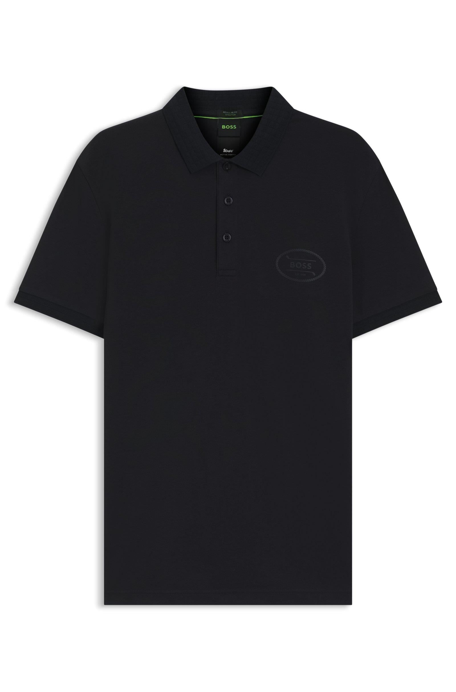BOSS BOSS Erkek Regular Fit Nem Emici Esnek Pike Kumaş Kısa Kollu Siyah Polo Yaka T-Shirt 50544192-402
