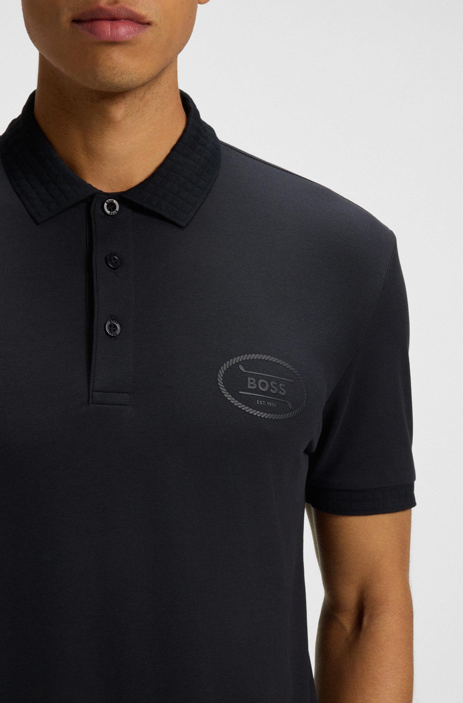 BOSS BOSS Erkek Regular Fit Nem Emici Esnek Pike Kumaş Kısa Kollu Siyah Polo Yaka T-Shirt 50544192-402