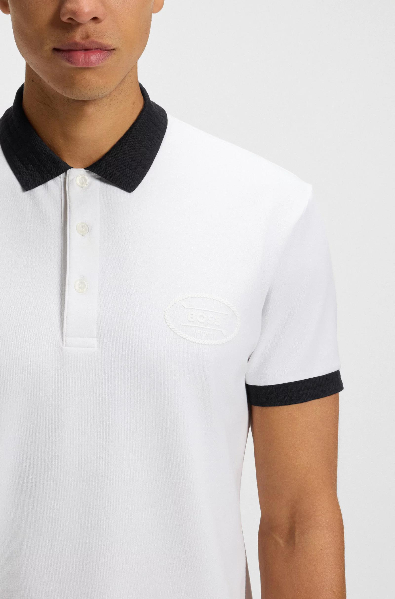 BOSS BOSS Erkek Regular Fit Nem Emici Esnek Pike Kumaş Kısa Kollu Beyaz Polo Yaka T-Shirt 50544192-100
