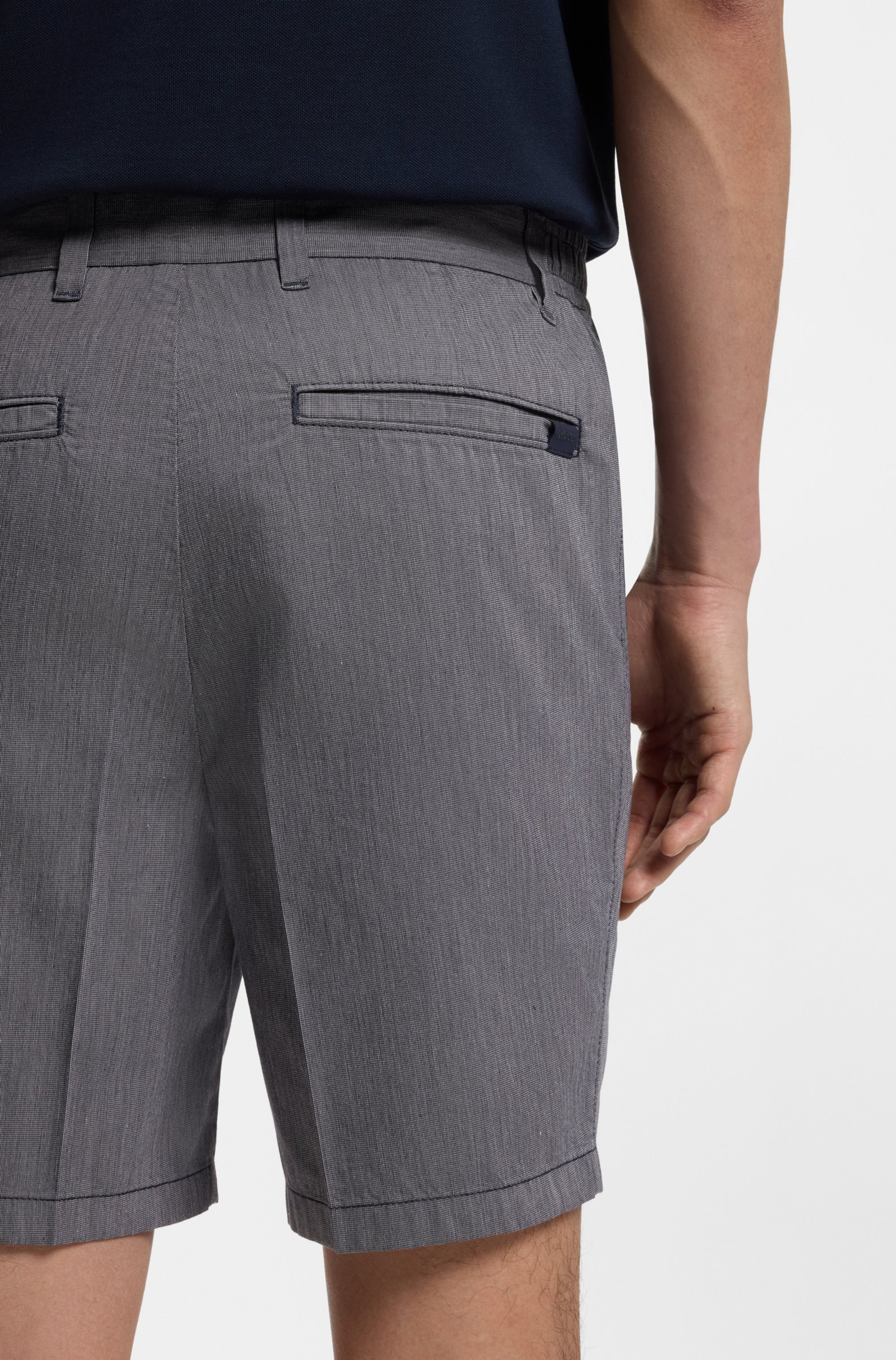 BOSS  BOSS Erkek Regular Fit Normal Bel Pamuklu Lacivert Şort 50557424-404
