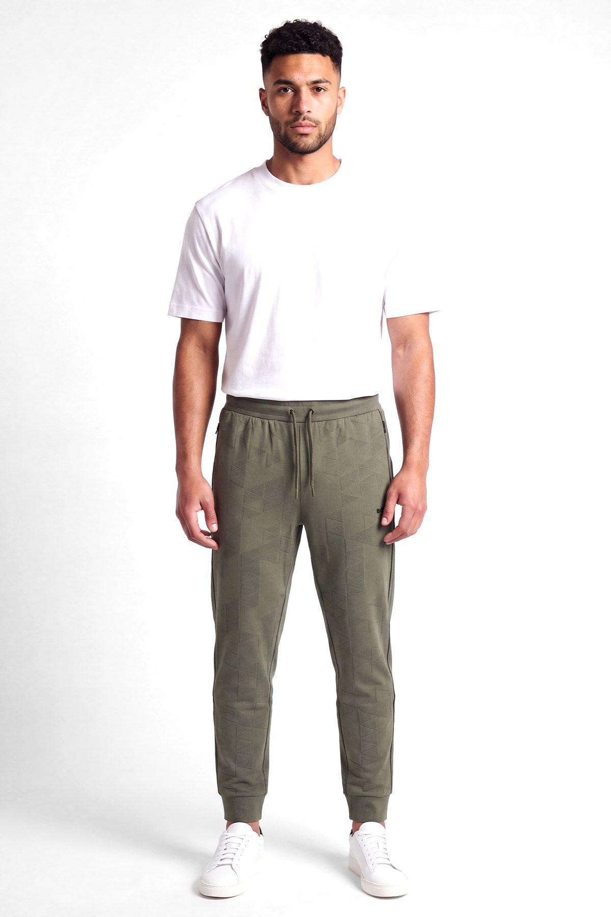 BOSS  BOSS Erkek Regular Fit Normal Bel Daralan Paça Pamuklu Haki Eşofman Altı 50566815-398