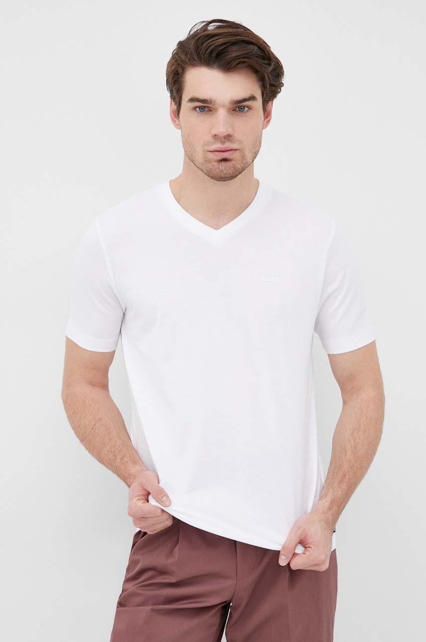 BOSS BOSS Erkek Regular Fit Pamuklu V Yaka Kısa Kollu Beyaz T-Shirt 50468348-100