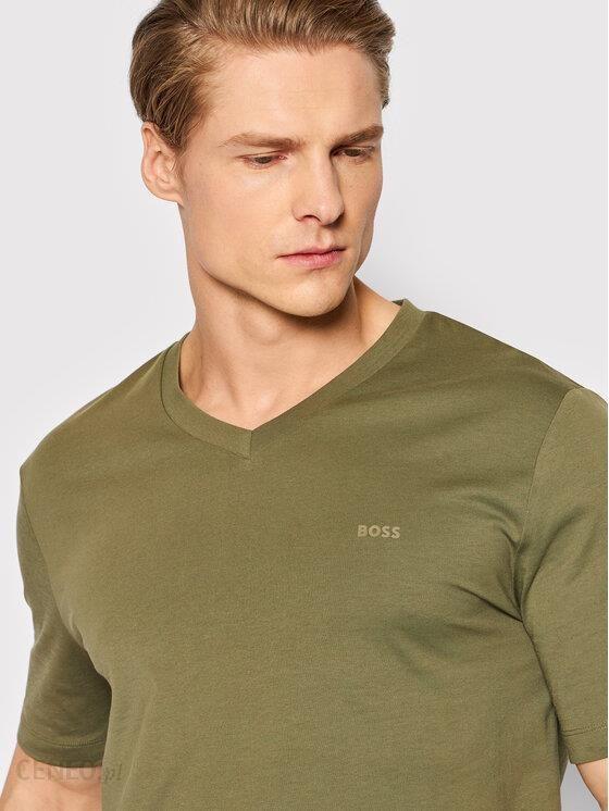 BOSS BOSS Erkek Regular Fit Pamuklu V Yaka Kısa Kollu Haki T-Shirt 50468348-380