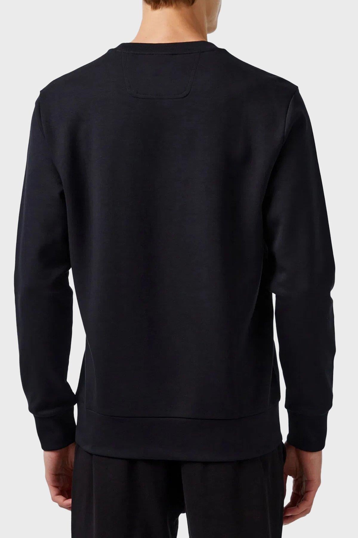 BOSS  BOSS Erkek Regular Fit Ribanalı Yuvarlak Yakalı Esnek Pamuklu Logo Kabartmalı Siyah Sweatshirt 50506119-001