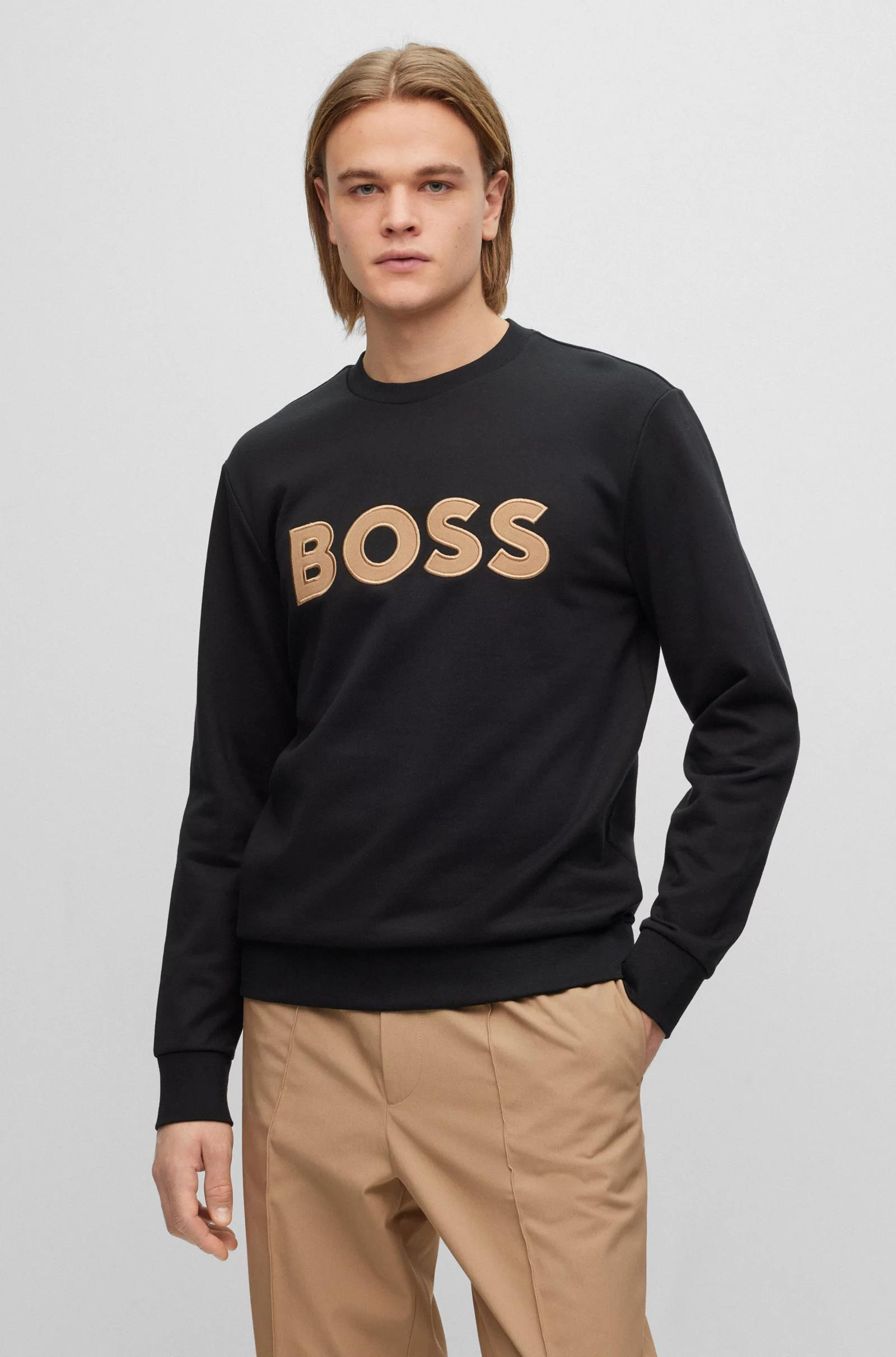 BOSS BOSS Erkek regular fit Uzun Kollu düz Bisiklet Yaka Siyah T-Shirt 50489229-001