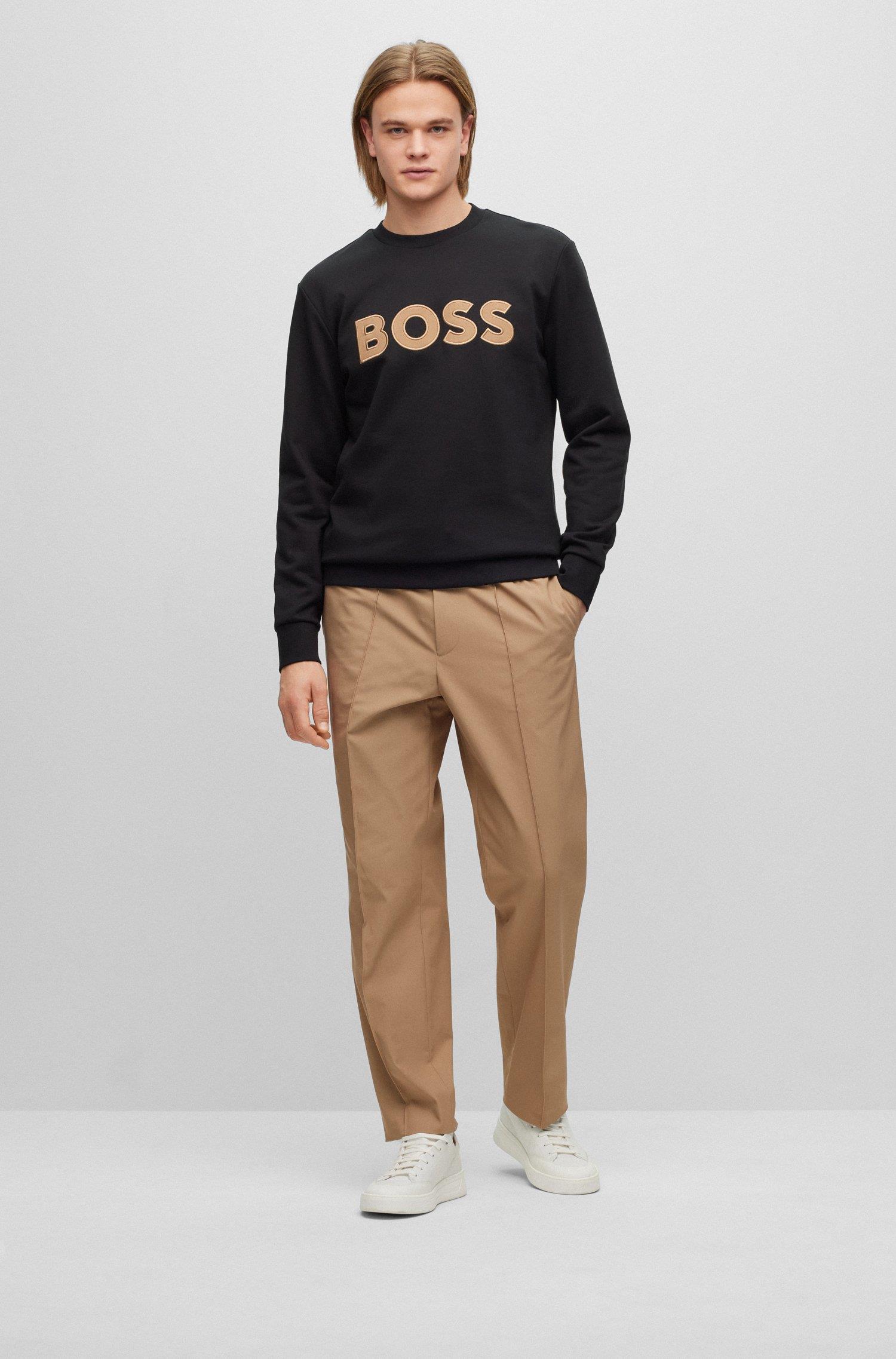 BOSS BOSS Erkek regular fit Uzun Kollu düz Bisiklet Yaka Siyah T-Shirt 50489229-001