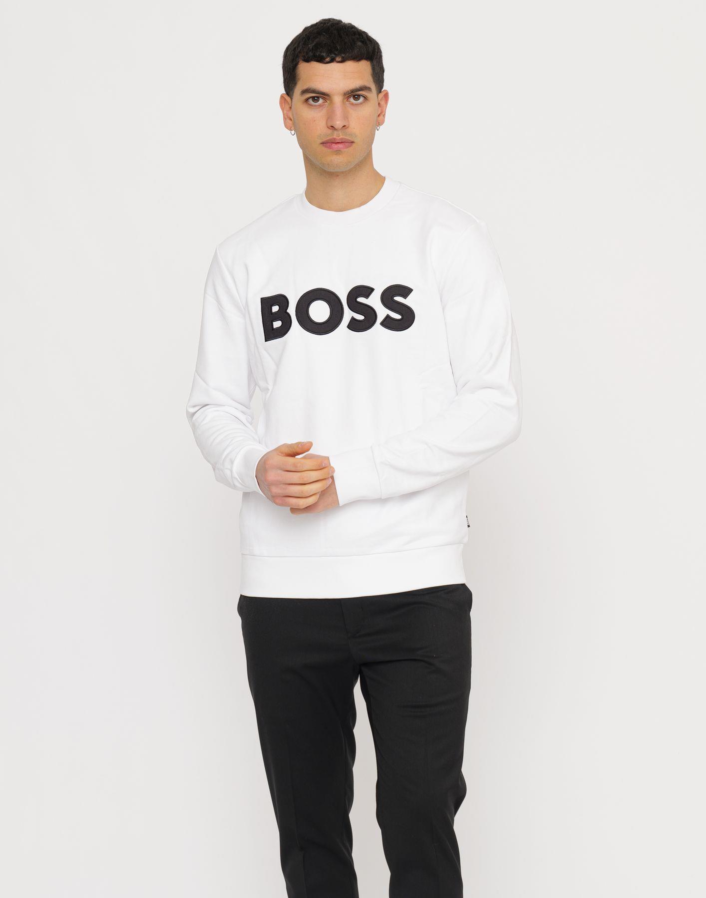 BOSS BOSS Erkek regular fit Uzun Kollu düz Bisiklet Yaka Beyaz T-Shirt 50489229-100