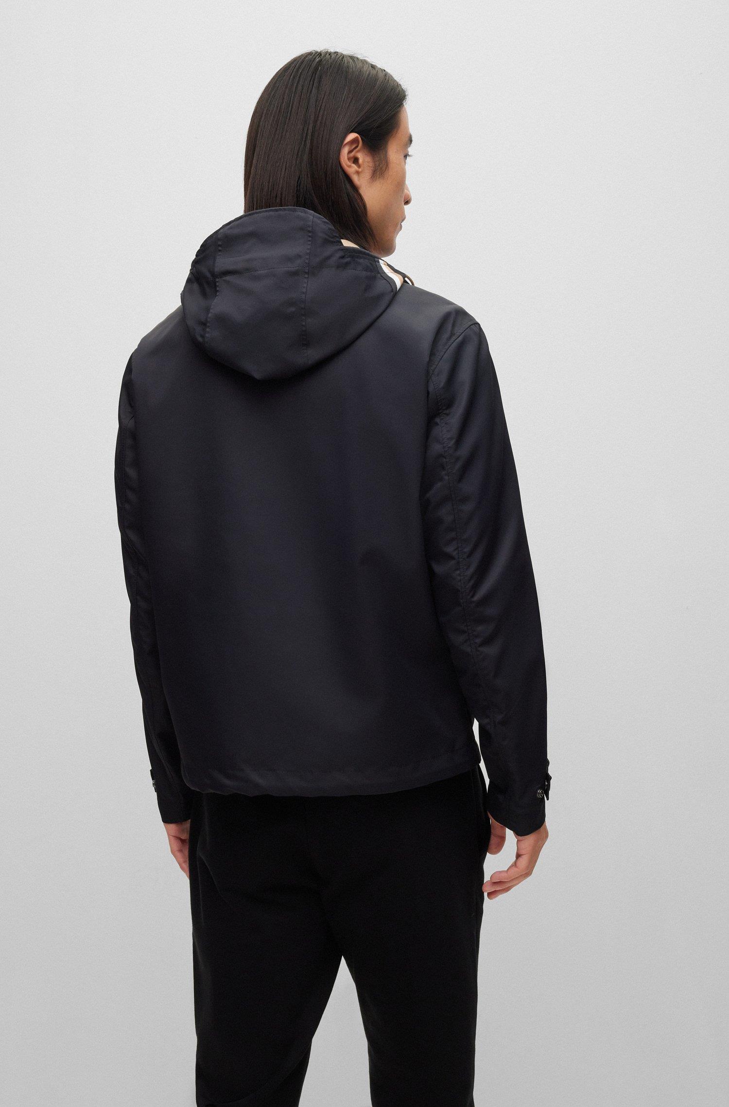 BOSS BOSS Erkek Regular Fit Uzun Kollu Düz Kapuşonlu Yaka Siyah Mont 50483919-001