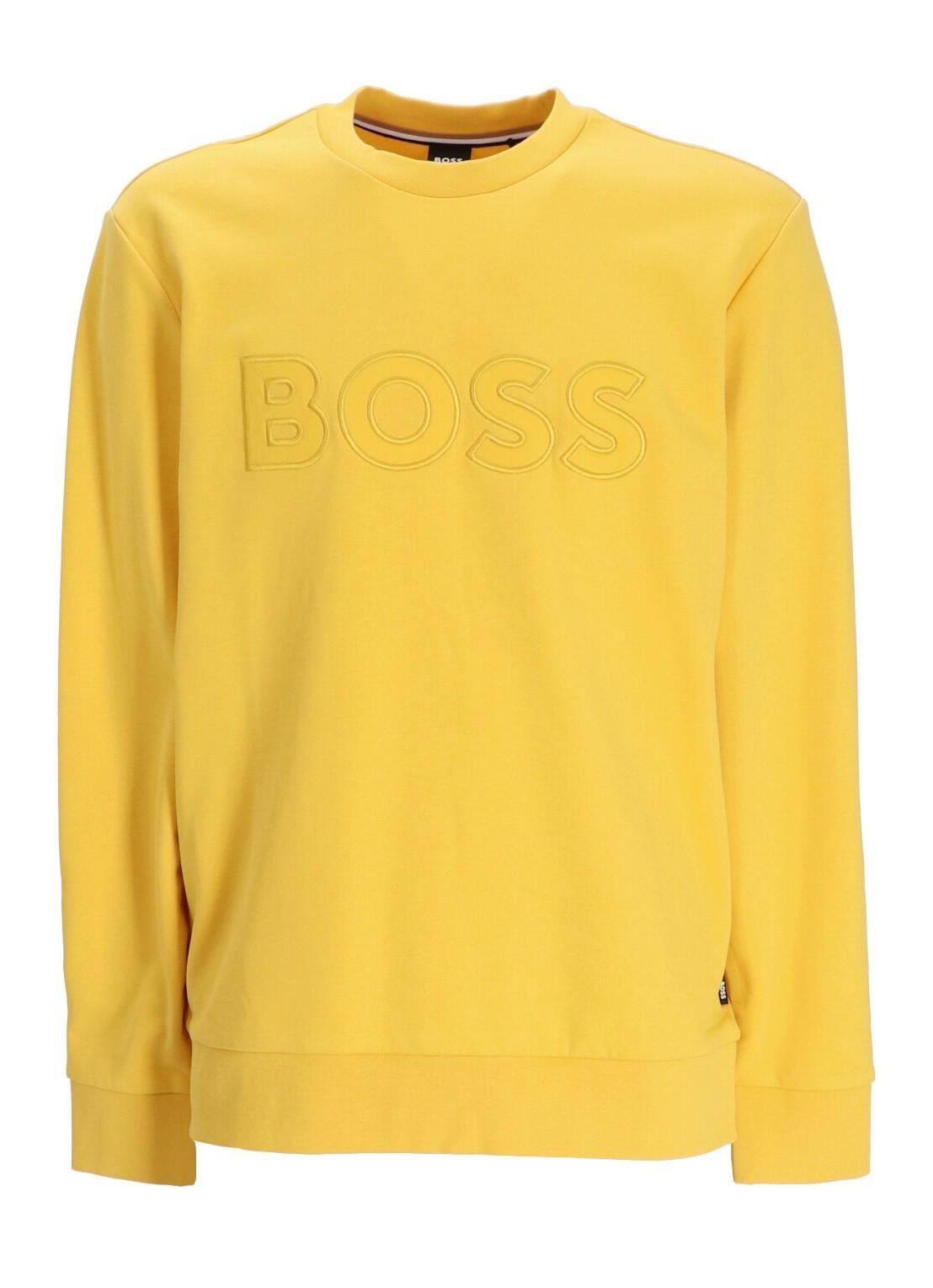 BOSS BOSS Erkek regular fit Uzun Kollu düz Bisiklet Yaka Sarı T-Shirt 50489229-733