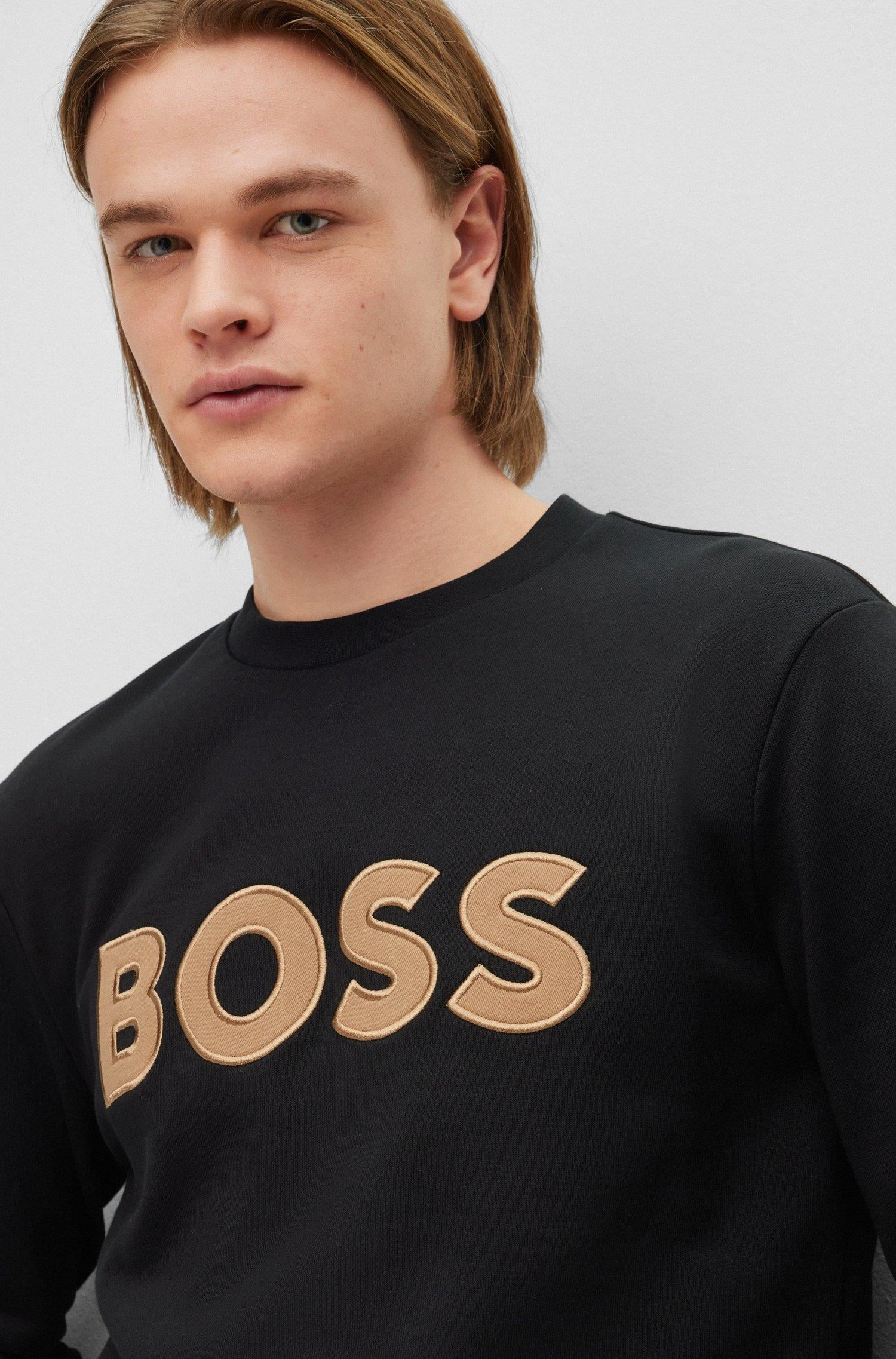 BOSS BOSS Erkek regular fit Uzun Kollu düz Bisiklet Yaka Siyah T-Shirt 50489229-001