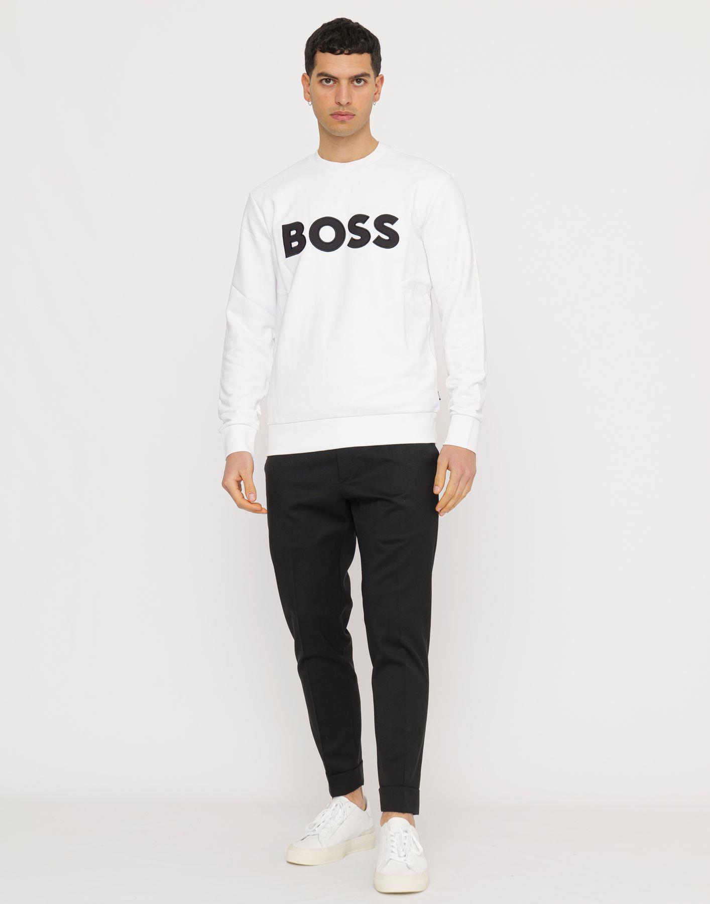 BOSS BOSS Erkek regular fit Uzun Kollu düz Bisiklet Yaka Beyaz T-Shirt 50489229-100