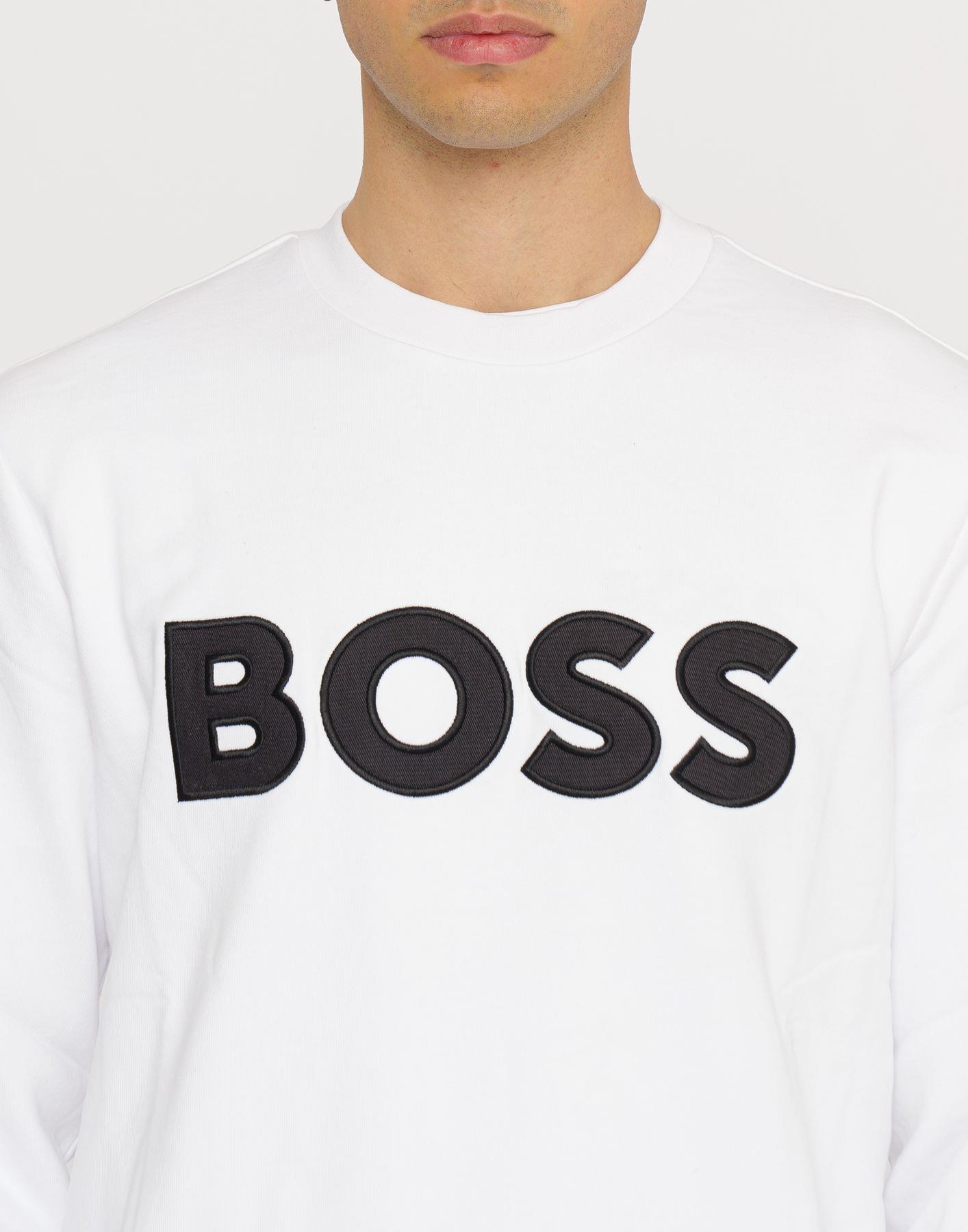 BOSS BOSS Erkek regular fit Uzun Kollu düz Bisiklet Yaka Beyaz T-Shirt 50489229-100