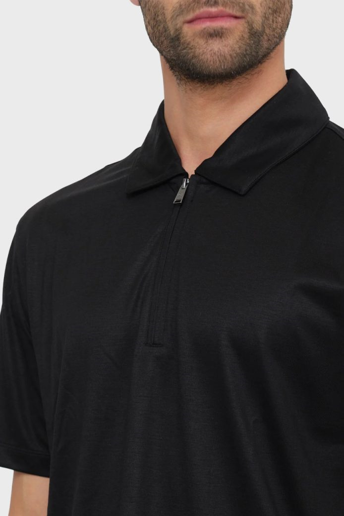 BOSS  BOSS Erkek Regular Fit Yarım Fermuarlı Kısa Kollu Siyah Polo Yaka T-Shirt 50537954-001