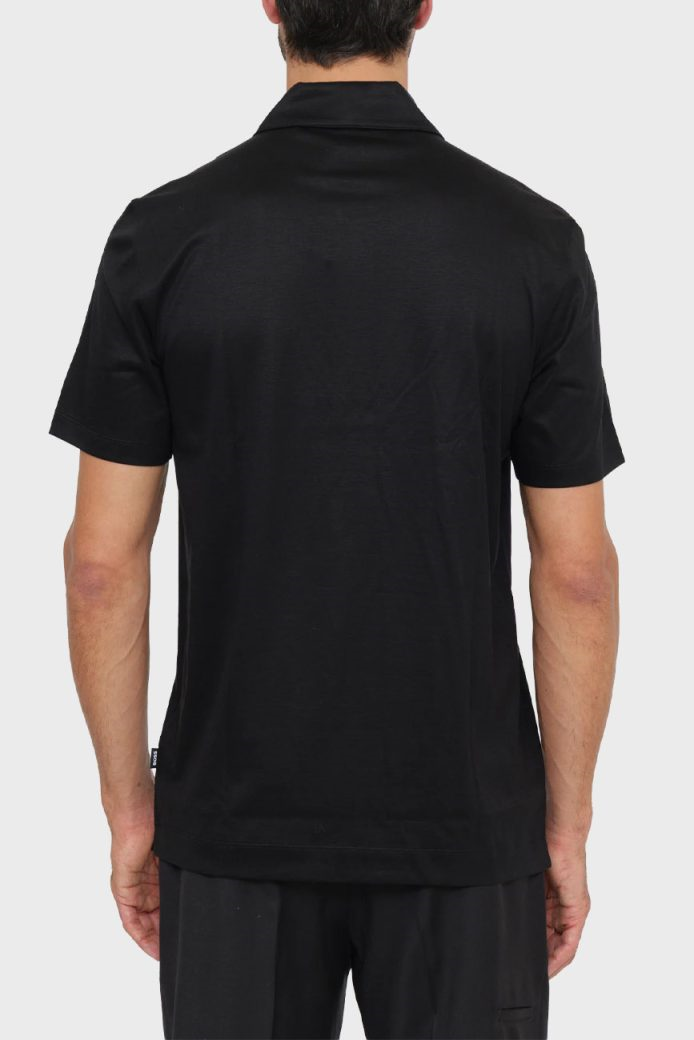 BOSS  BOSS Erkek Regular Fit Yarım Fermuarlı Kısa Kollu Siyah Polo Yaka T-Shirt 50537954-001