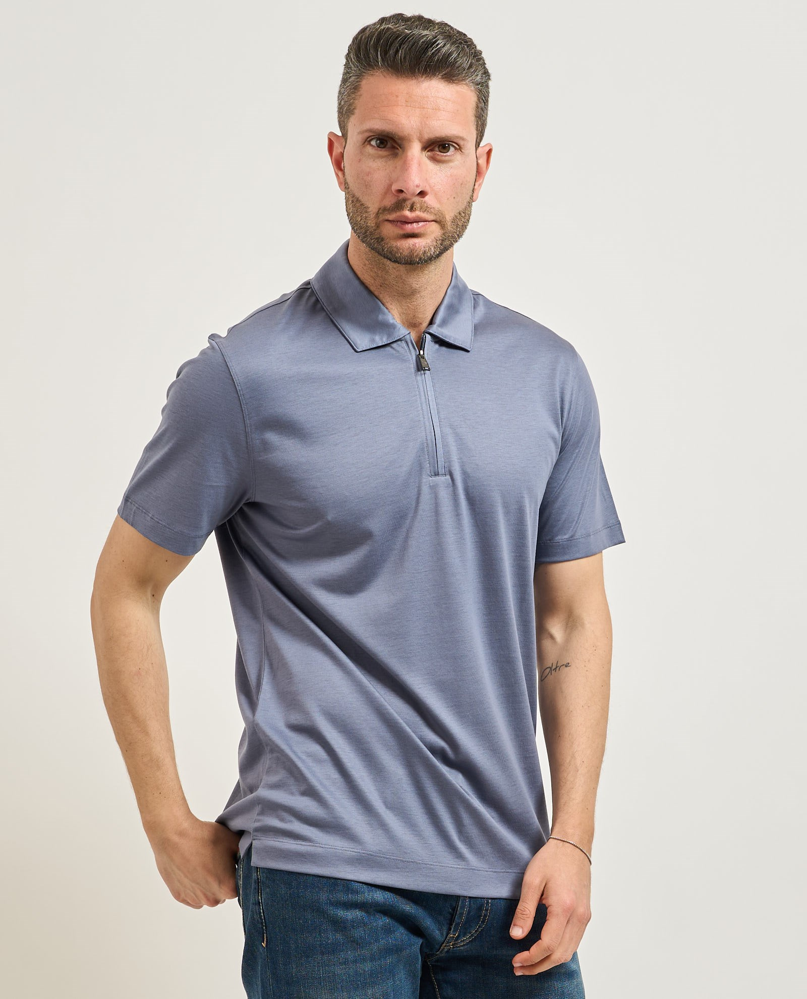 BOSS  BOSS Erkek Regular Fit Yarım Fermuarlı Kısa Kollu Lacivert Polo Yaka T-Shirt 50537954-466
