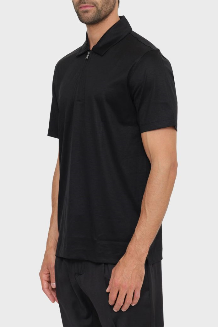 BOSS  BOSS Erkek Regular Fit Yarım Fermuarlı Kısa Kollu Siyah Polo Yaka T-Shirt 50537954-001