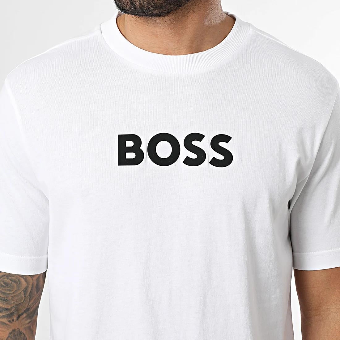 BOSS  BOSS Erkek Regular Fit Yuvarlak Yakalı Pamuklu Kısa Kollu Beyaz Polo Yaka T-Shirt 50553652-100