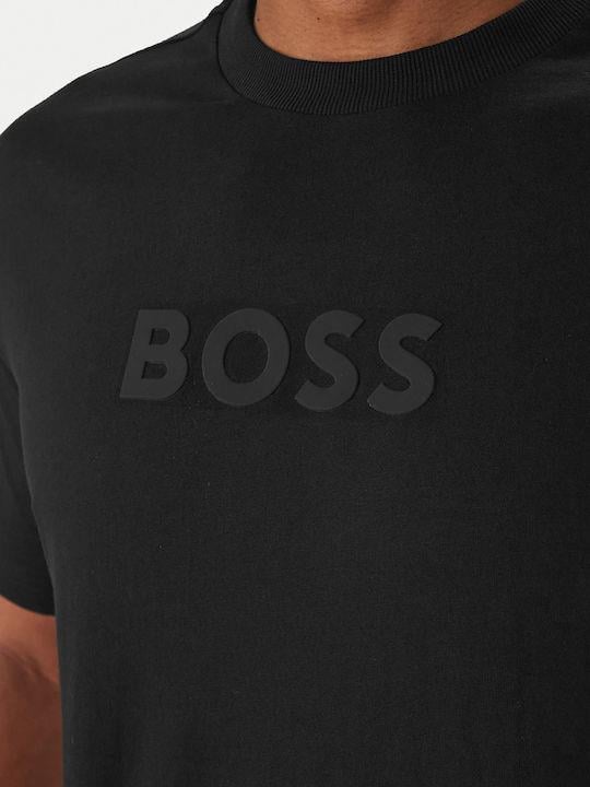 BOSS  BOSS Erkek Regular Fit Yuvarlak Yakalı Pamuklu Kısa Kollu Siyah Polo Yaka T-Shirt 50553652-001