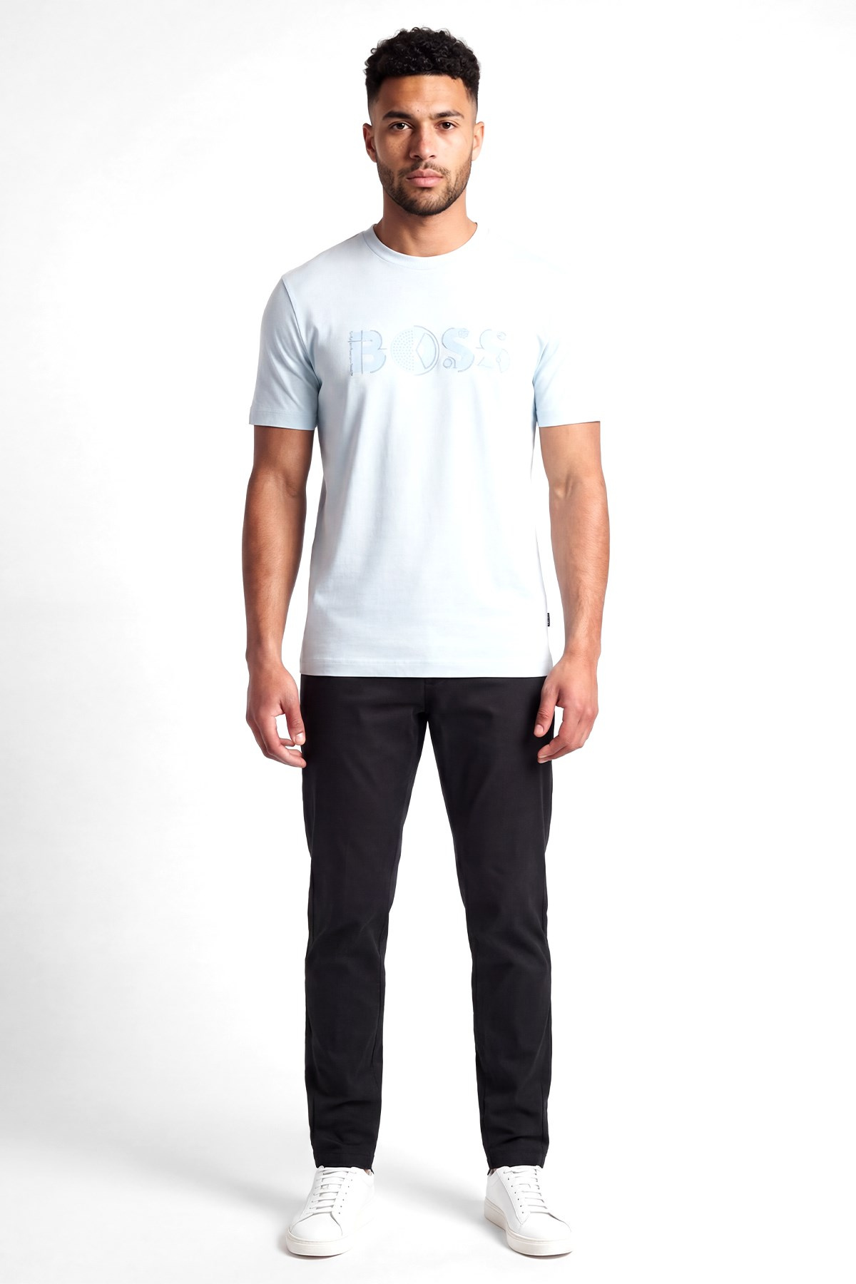 BOSS  BOSS Erkek Regular Fit Yuvarlak Yakalı Logo Detaylı Pamuklu Kısa Kollu Mavi T-Shirt 50565630-499