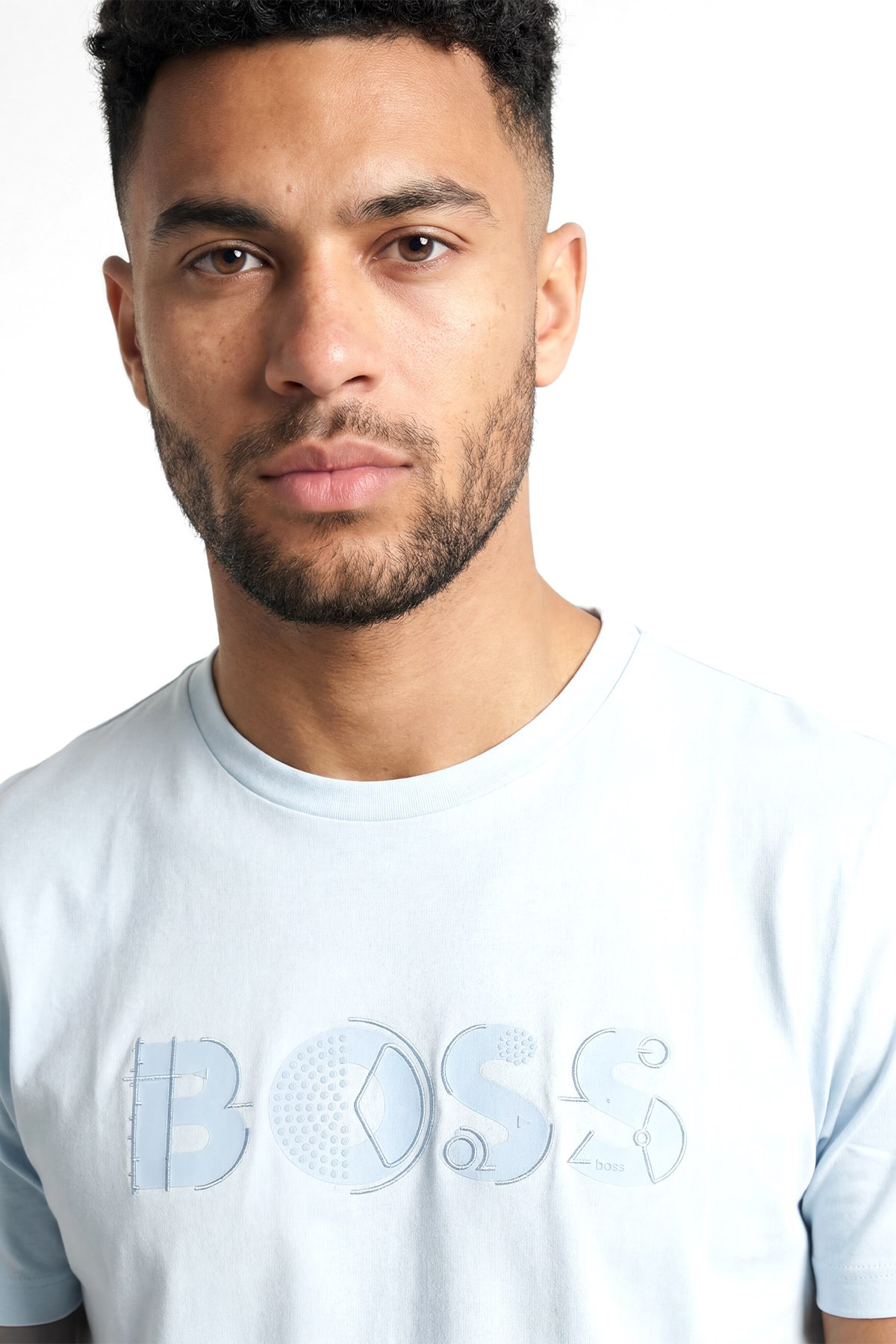BOSS  BOSS Erkek Regular Fit Yuvarlak Yakalı Logo Detaylı Pamuklu Kısa Kollu Mavi T-Shirt 50565630-499