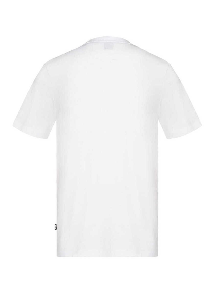 BOSS  BOSS Erkek Regular Fit Yuvarlak Yakalı Logo Detaylı Pamuklu Kısa Kollu Beyaz T-Shirt 50565630-100