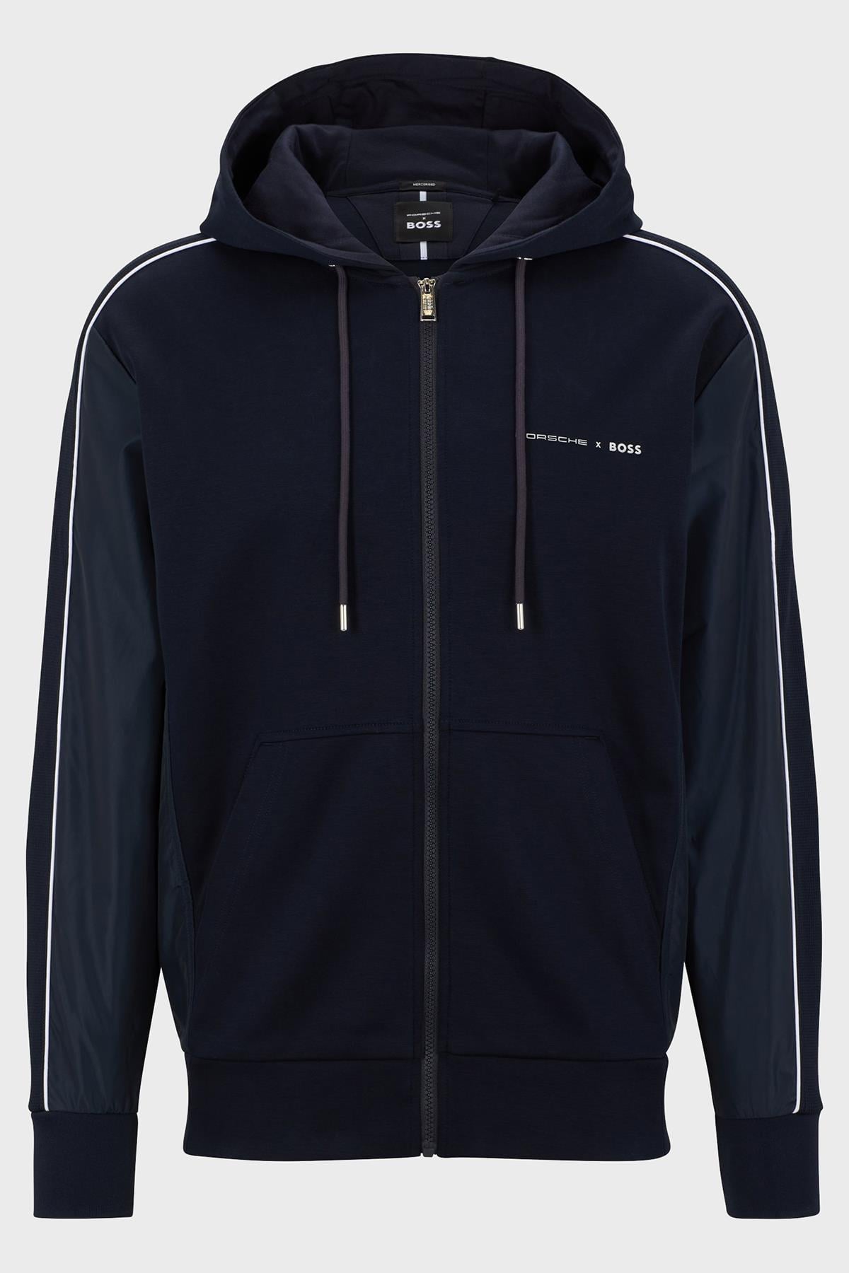 BOSS BOSS Erkek relaxed fit Uzun Kollu Logolu Lacivert Sweatshirt 50486248-404