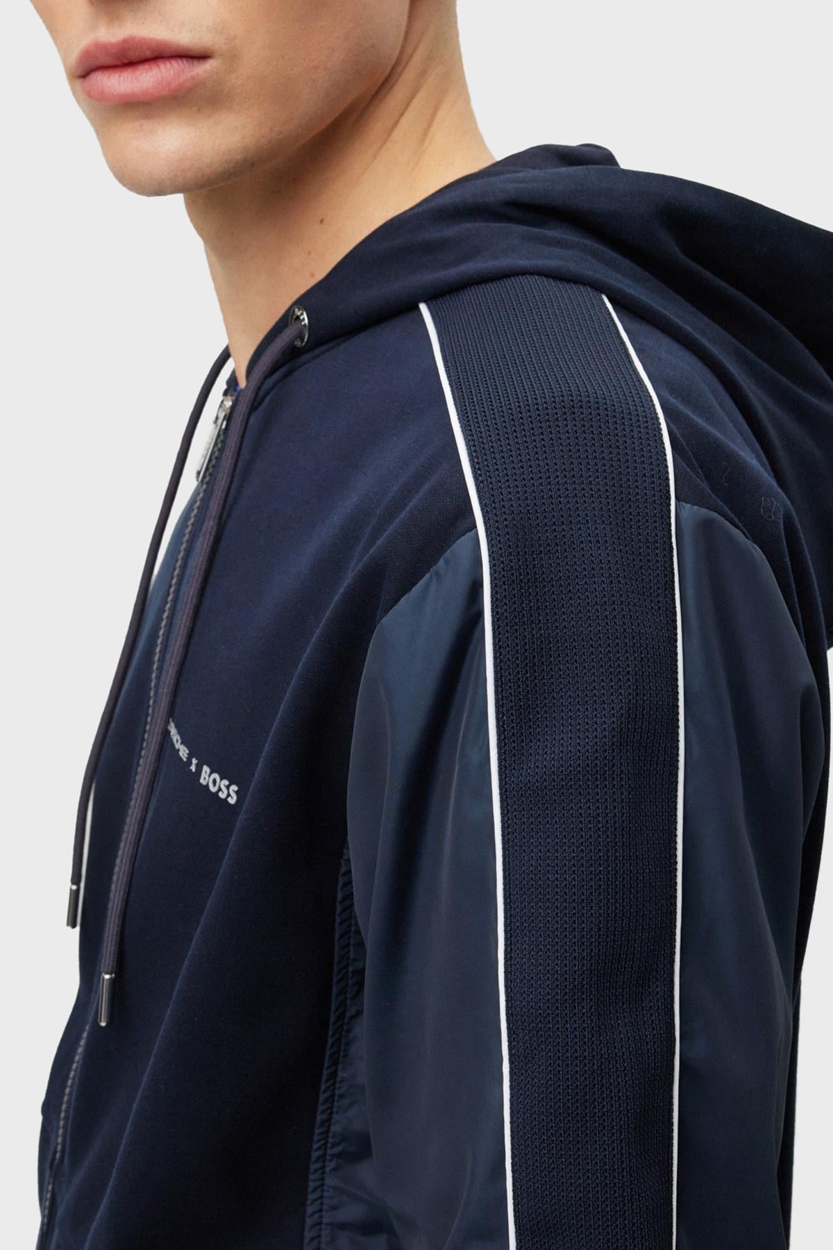 BOSS BOSS Erkek relaxed fit Uzun Kollu Logolu Lacivert Sweatshirt 50486248-404