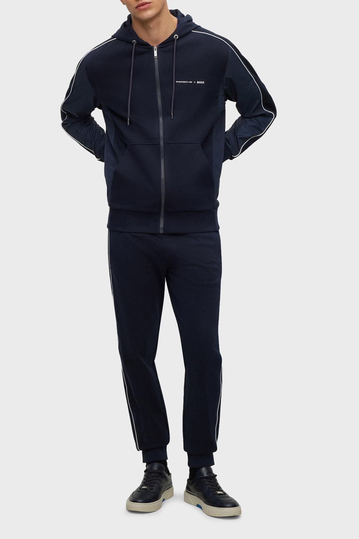 BOSS BOSS Erkek relaxed fit Uzun Kollu Logolu Lacivert Sweatshirt 50486248-404