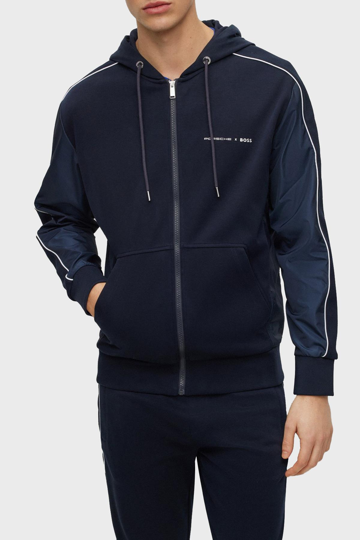 BOSS BOSS Erkek relaxed fit Uzun Kollu Logolu Lacivert Sweatshirt 50486248-404