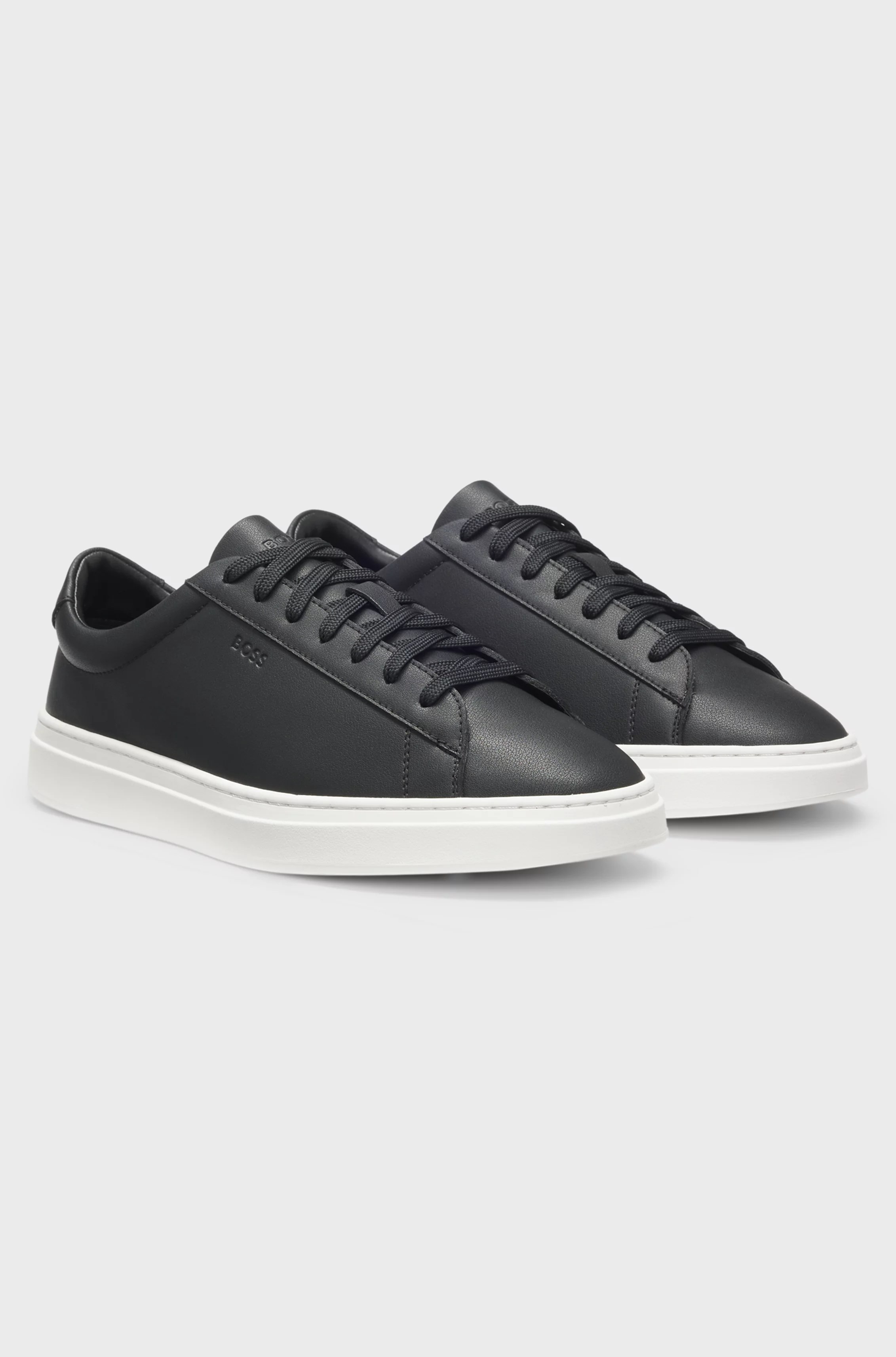 BOSS  BOSS Erkek Şerit Dikiş Detaylı Hakiki Deri Siyah Sneaker 50552853-002