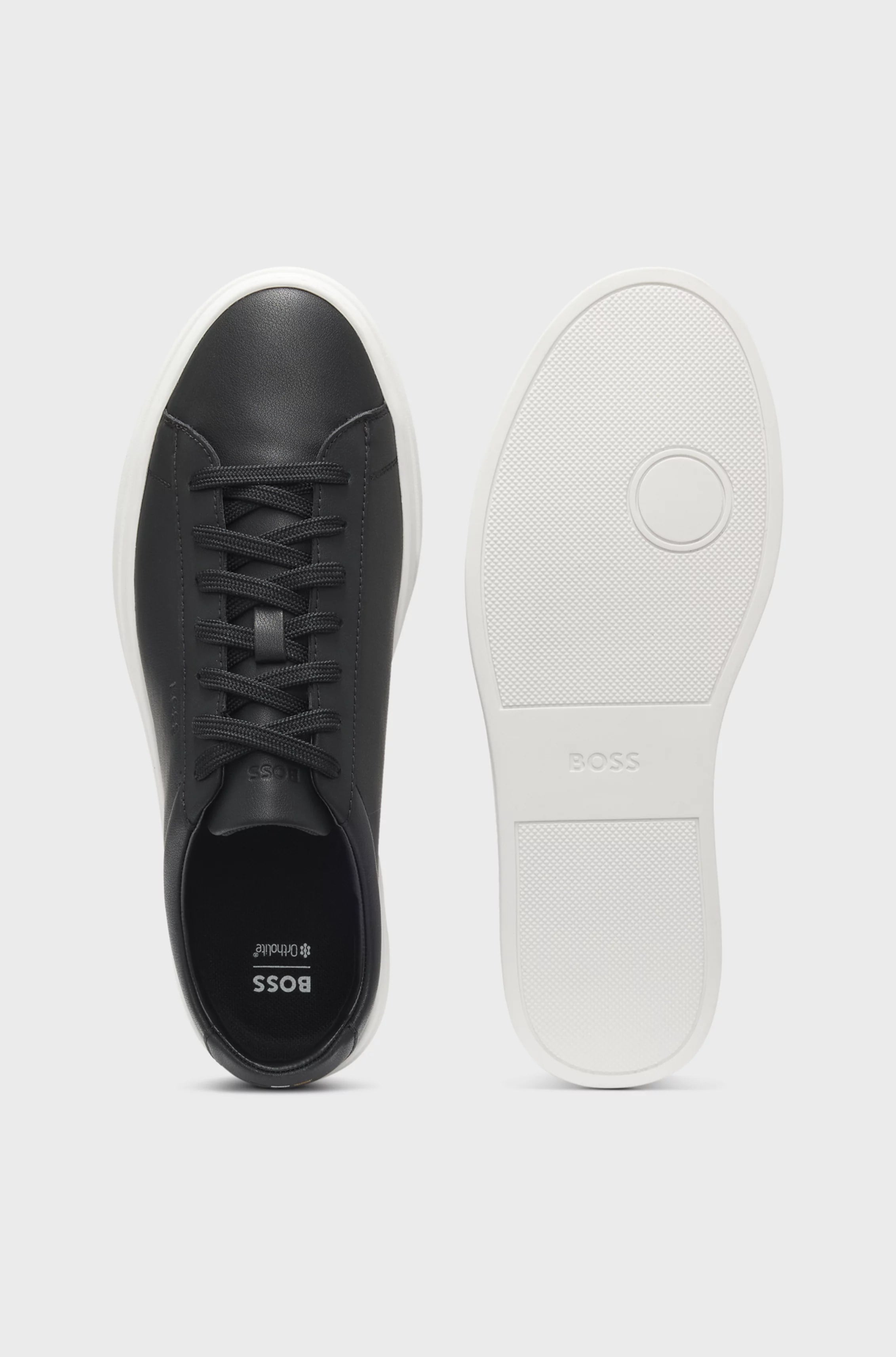 BOSS  BOSS Erkek Şerit Dikiş Detaylı Hakiki Deri Siyah Sneaker 50552853-002