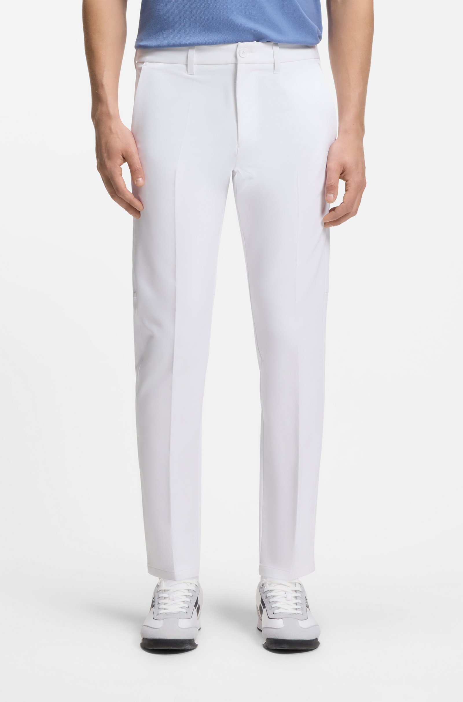 BOSS  BOSS Erkek Slim Fit Çabuk Kuruyan Su Tutmayan Dar Paça Beyaz Pantolon 50534303-100